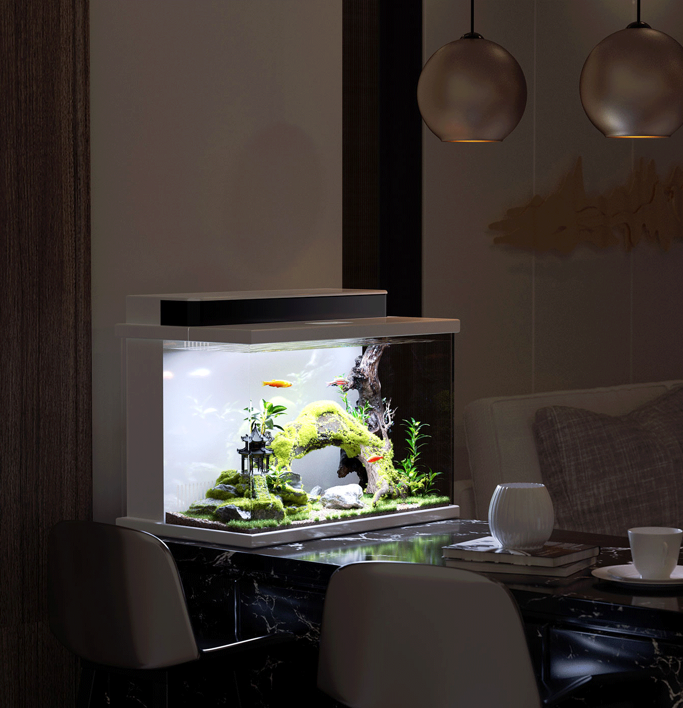 Life is lying flat, then keep the tank fish. Millet fish tank, simple，