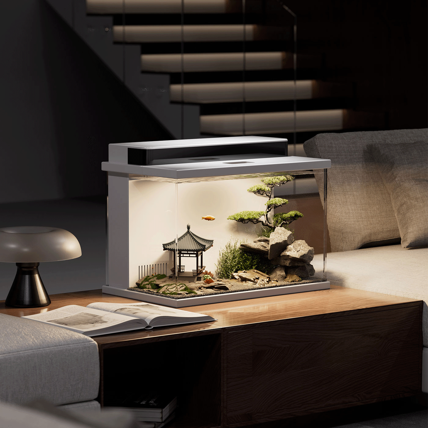 Life is lying flat, then keep the tank fish. Millet fish tank, simple，