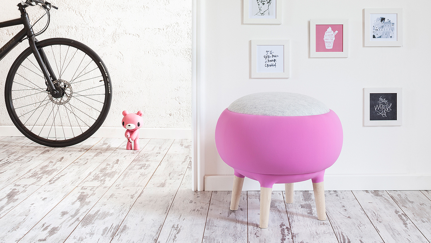 Personalized color combination，Beech leg，Wool felt，polyurethane，chair，Cora，stool，