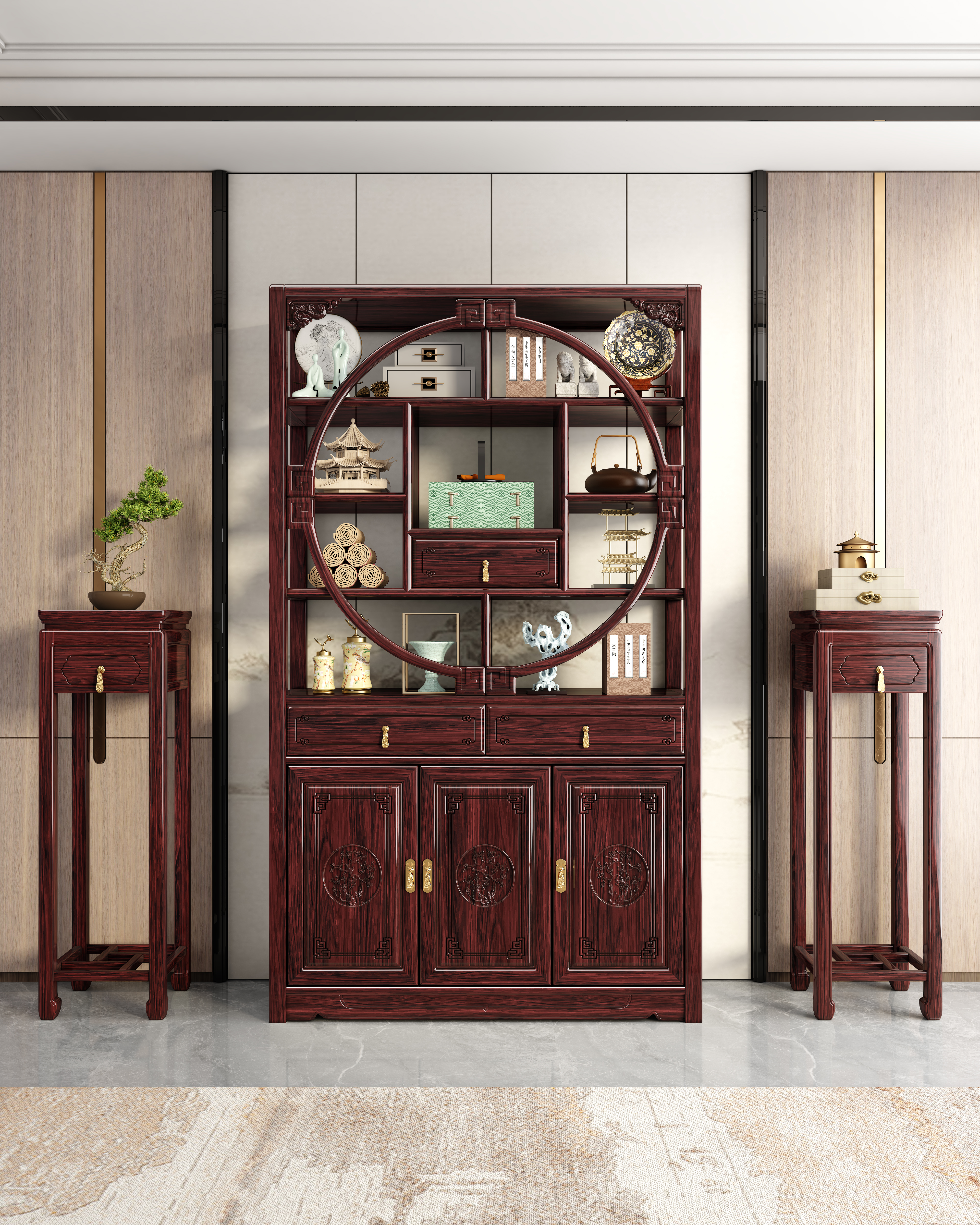 Mahogany，furniture，cabinet，antique-and-curio shelves，