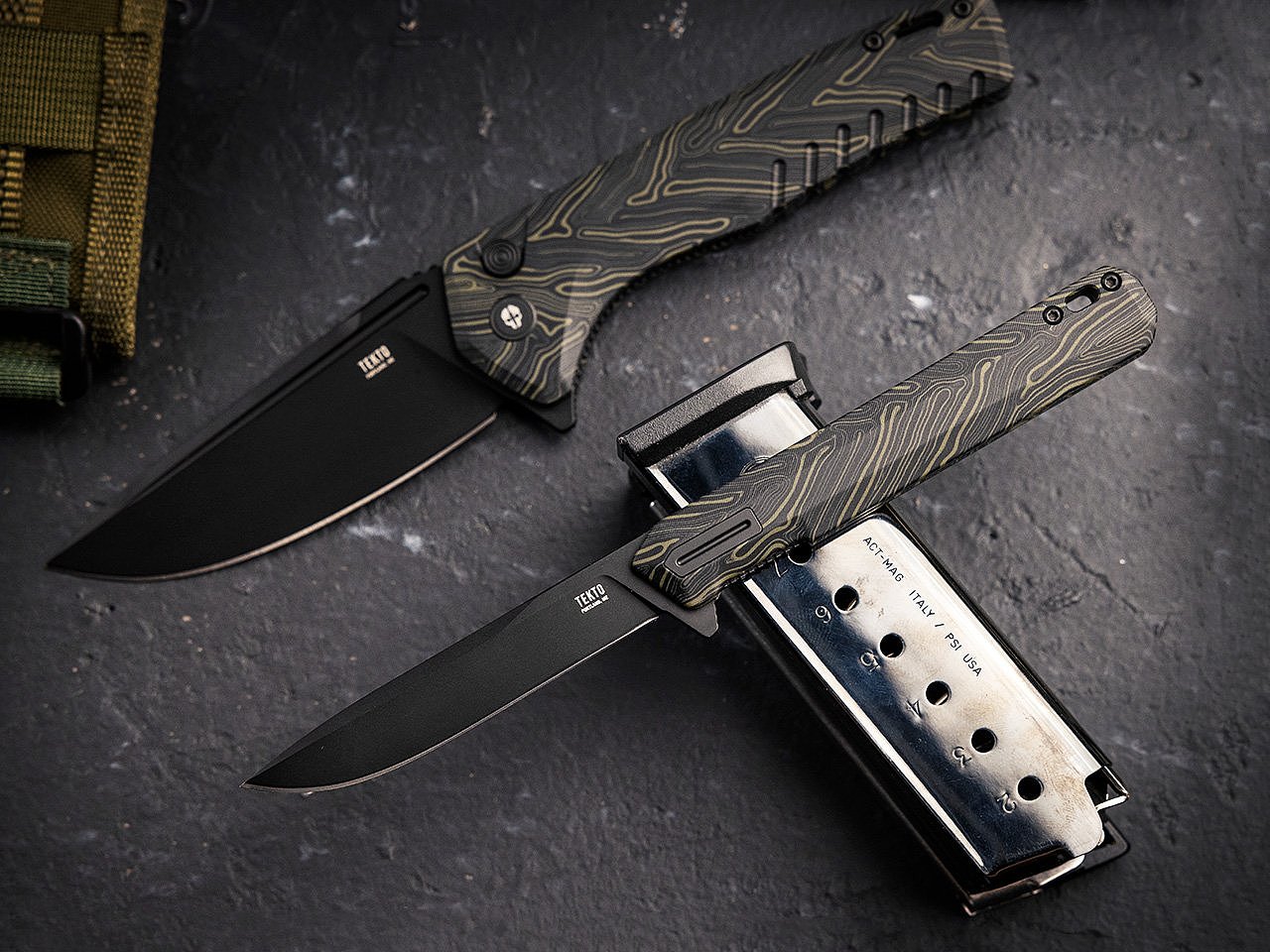 Tekto，EDC folding knife，Damascus，forged carbon，tool，