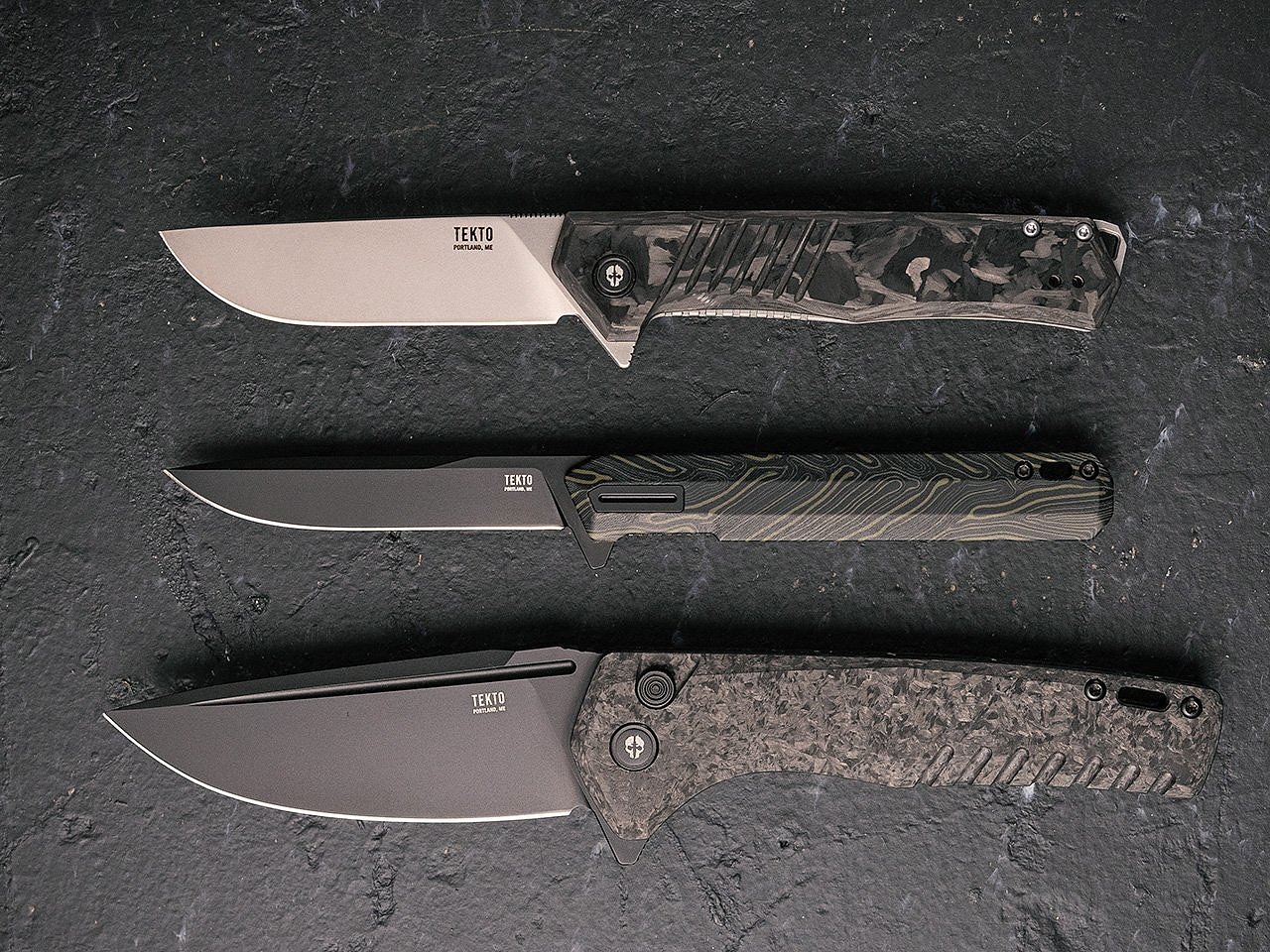 Tekto，EDC folding knife，Damascus，forged carbon，tool，