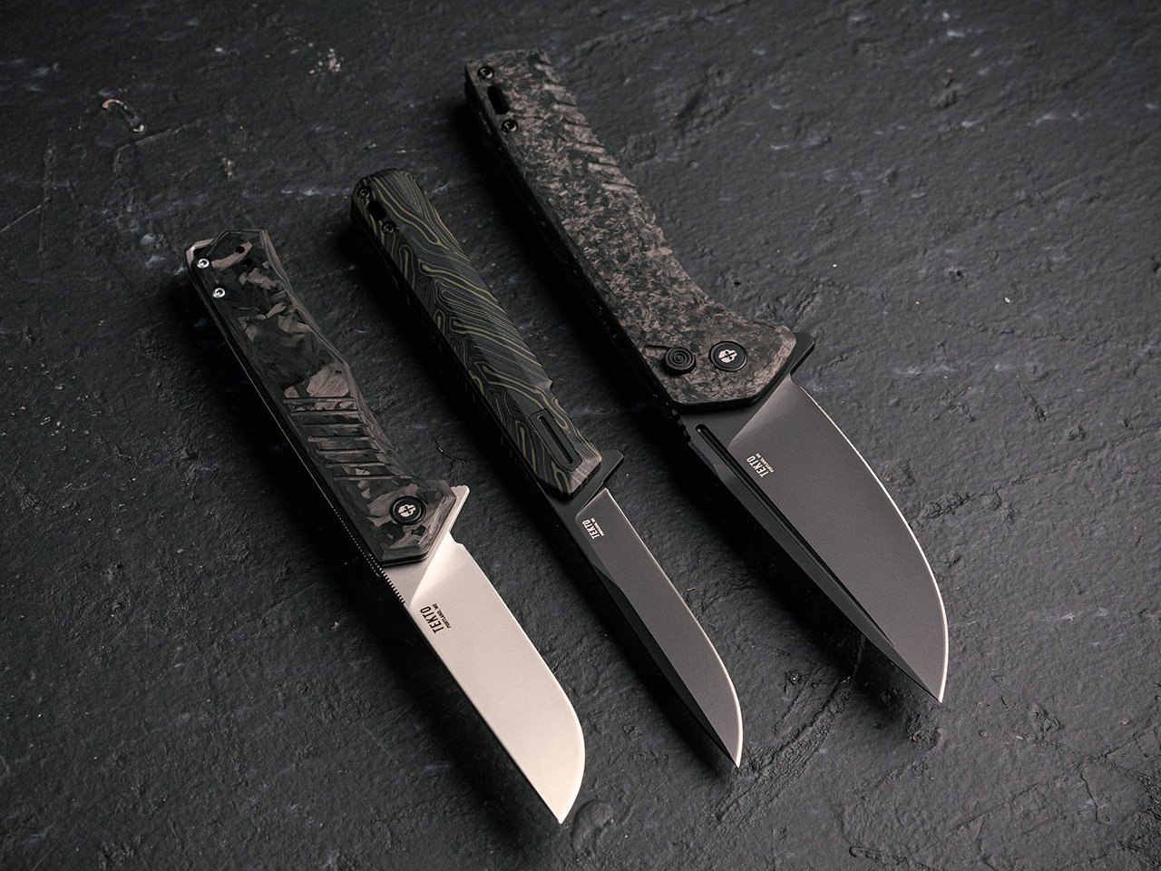 Tekto，EDC folding knife，Damascus，forged carbon，tool，