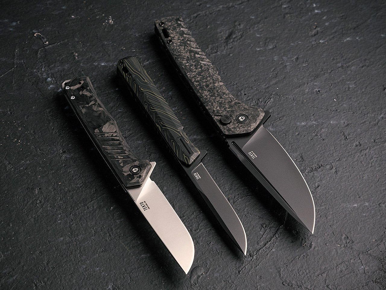 Tekto，EDC folding knife，Damascus，forged carbon，tool，