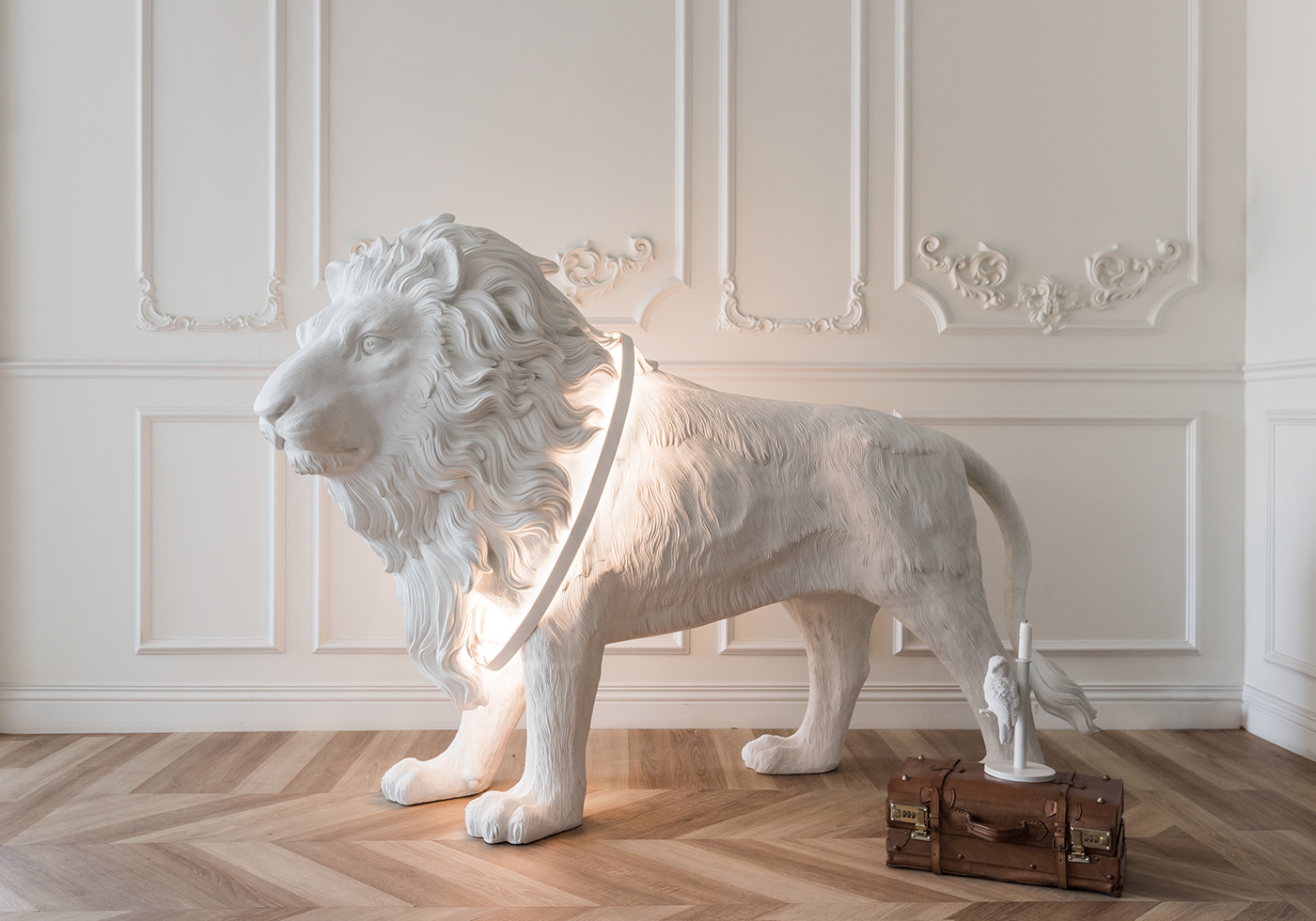 Creative lamps，lion，Lamp design，Creative products，pocket watch，clocks and watches，Hanging mirror，mirror，birds，Bird，Bionics Design ，white，Flowerpot design，Floral design ，deer，Sika deer，