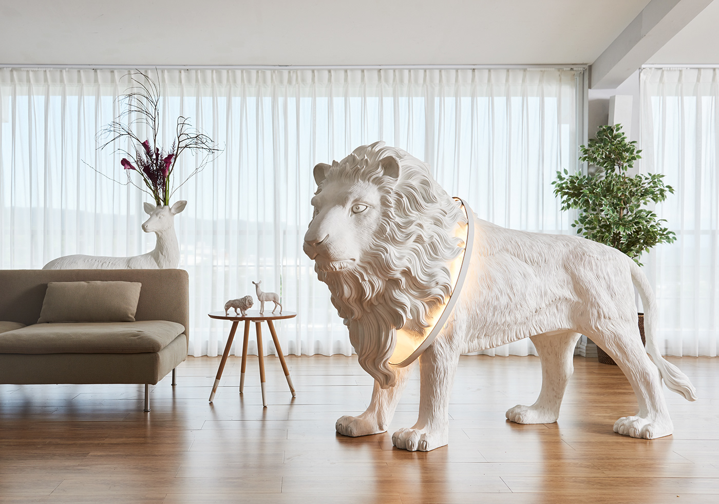 Creative lamps，lion，Lamp design，Creative products，pocket watch，clocks and watches，Hanging mirror，mirror，birds，Bird，Bionics Design ，white，Flowerpot design，Floral design ，deer，Sika deer，