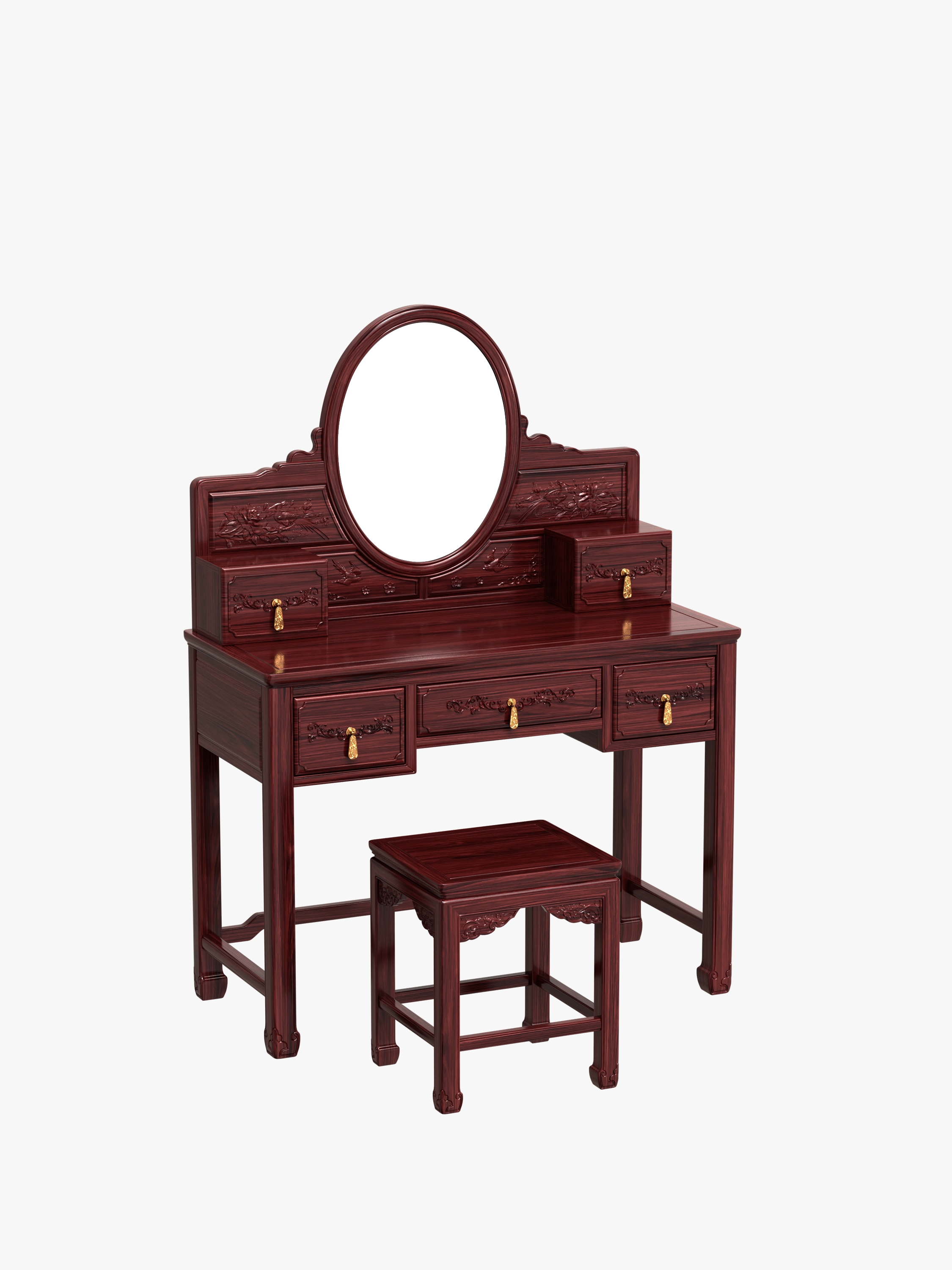 New Chinese style，dresser，stool，mirror，furniture，Make up，Table，