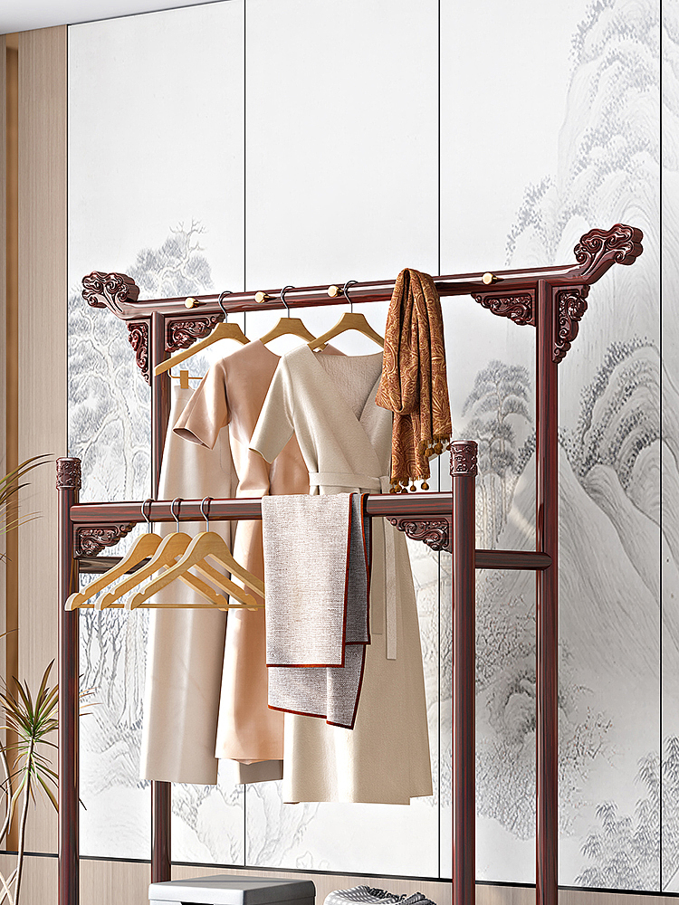 furniture，New Chinese style，Mahogany，Coat rack，Hanging clothes，classical，