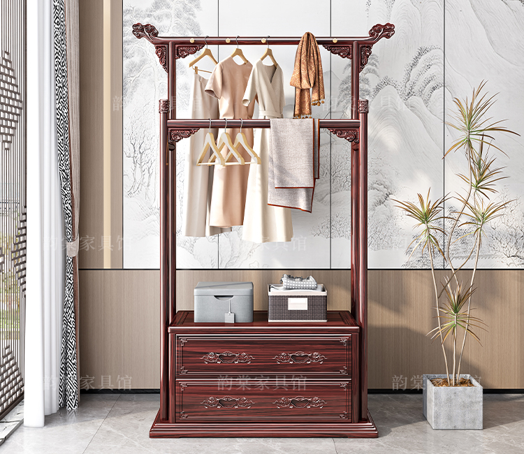 furniture，New Chinese style，Mahogany，Coat rack，Hanging clothes，classical，