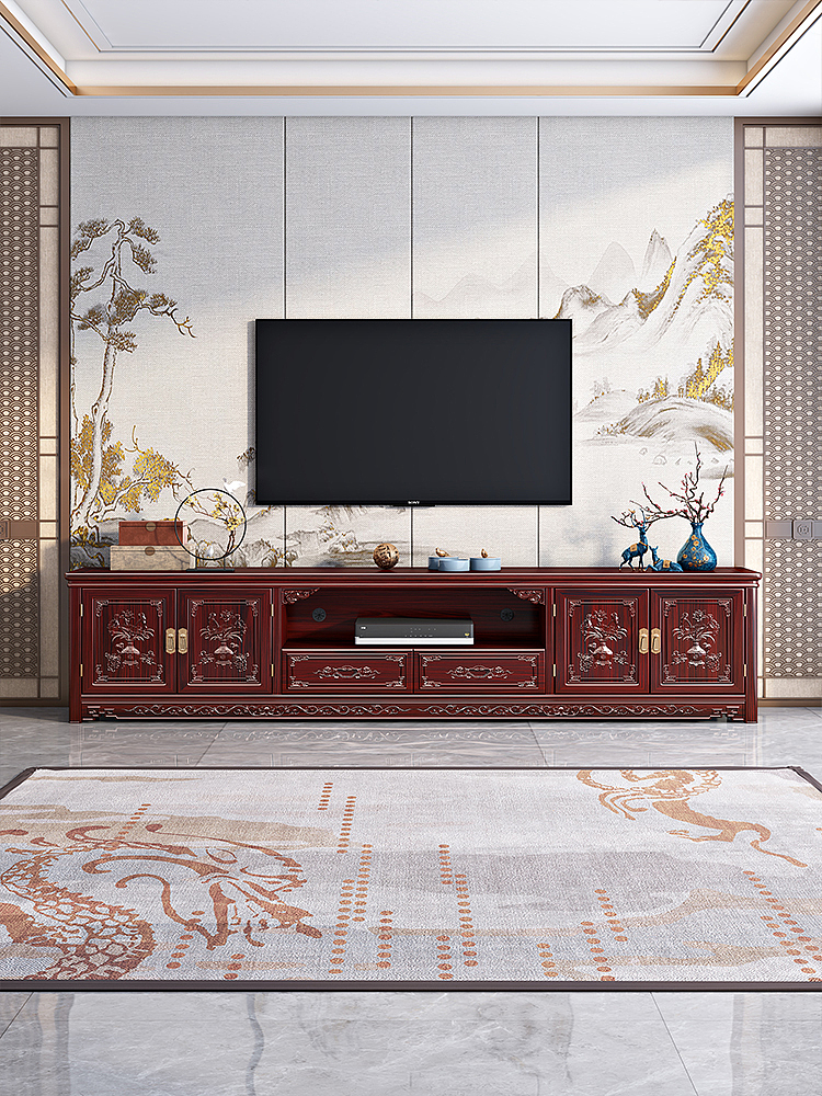 Mahogany，New Chinese style，TV cabinet，furniture，a living room，