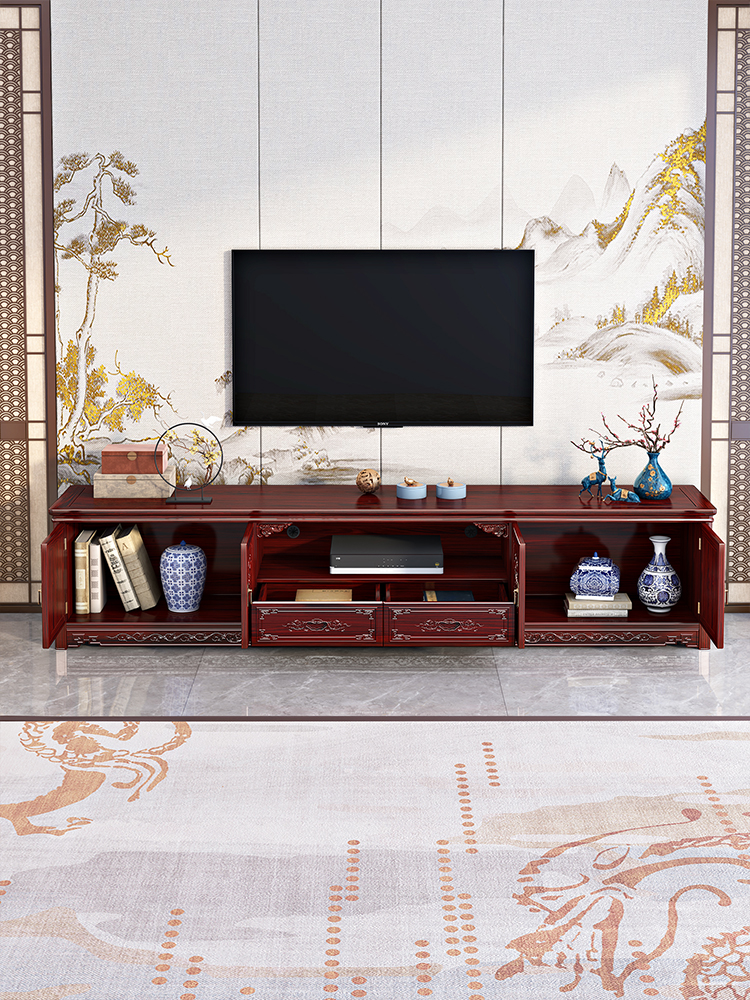 Mahogany，New Chinese style，TV cabinet，furniture，a living room，
