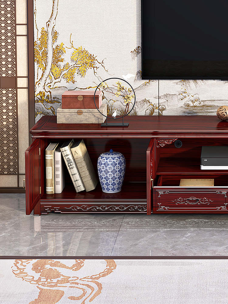 Mahogany，New Chinese style，TV cabinet，furniture，a living room，