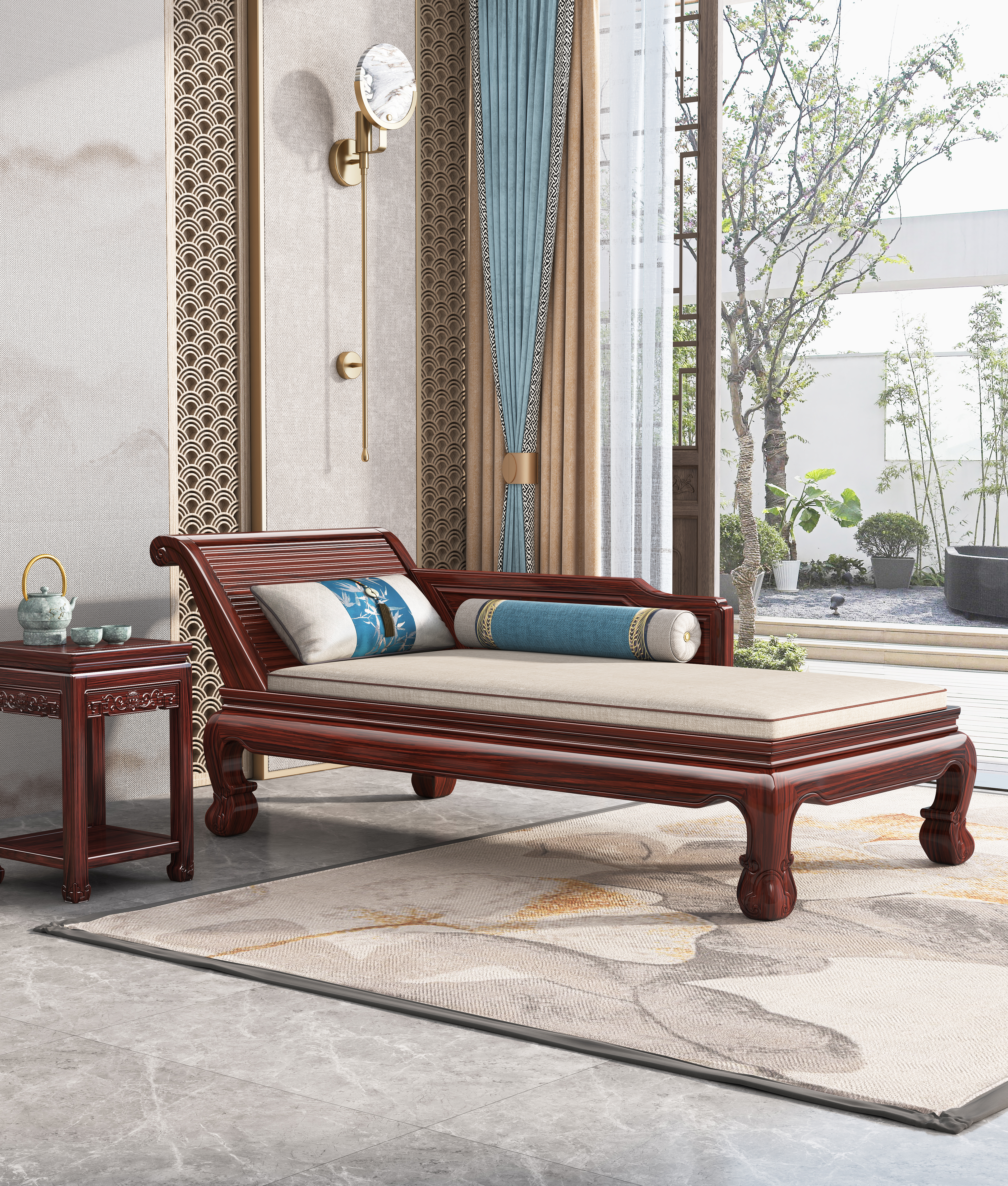 New Chinese style，Mahogany，sofa，Concubine，imperial concubine，solid wood，furniture，