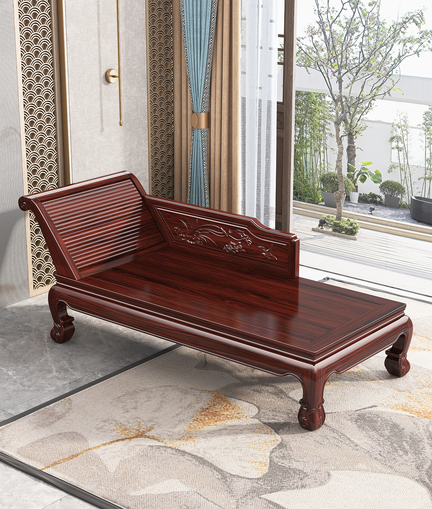 New Chinese style，Mahogany，sofa，Concubine，imperial concubine，solid wood，furniture，