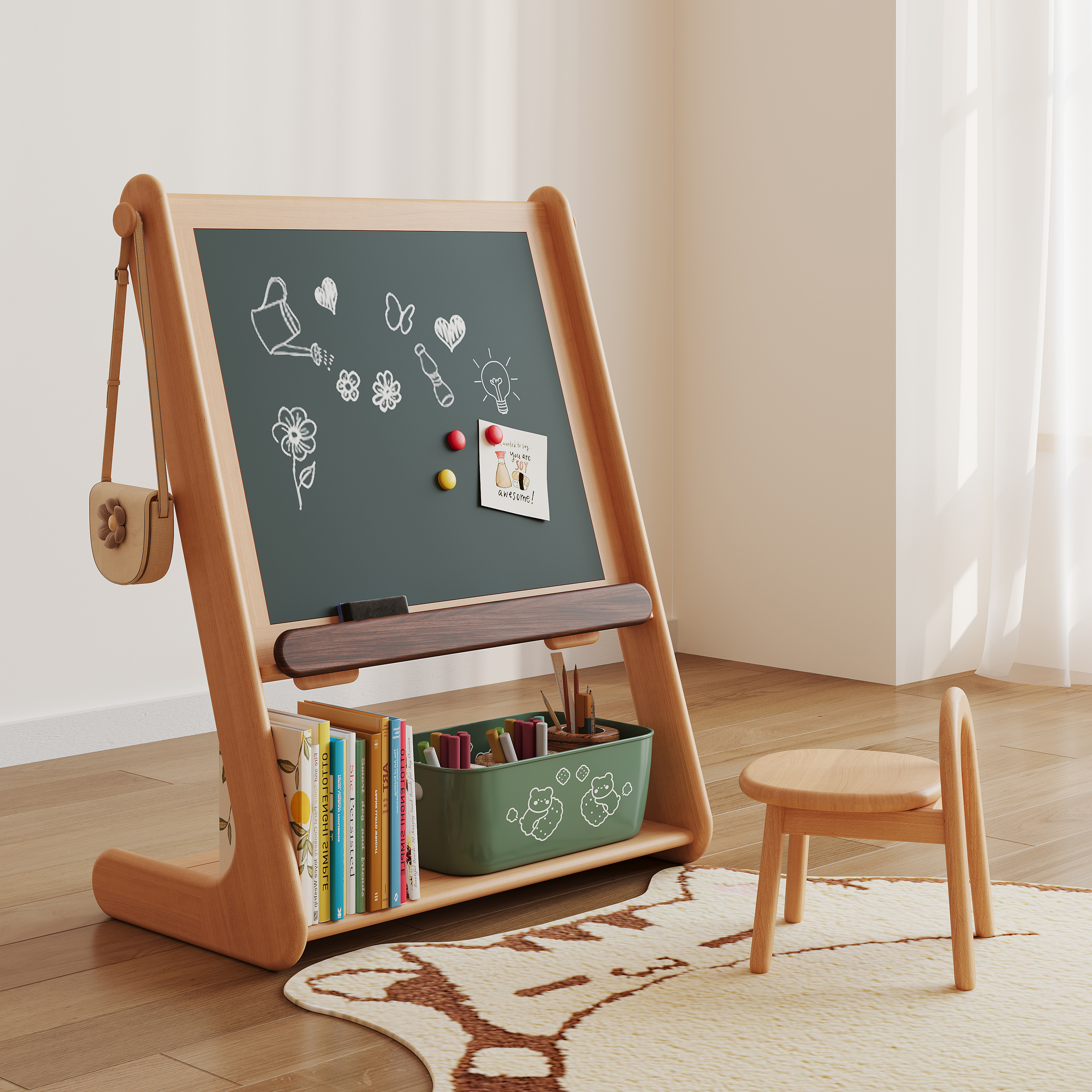 furniture，Children's furniture，Picture book rack，Drawing board，