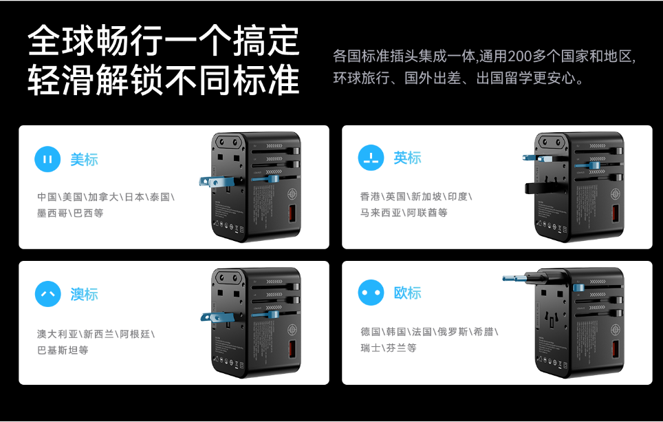 Global communication, conversion plug, fast charging，essential for going abroad，