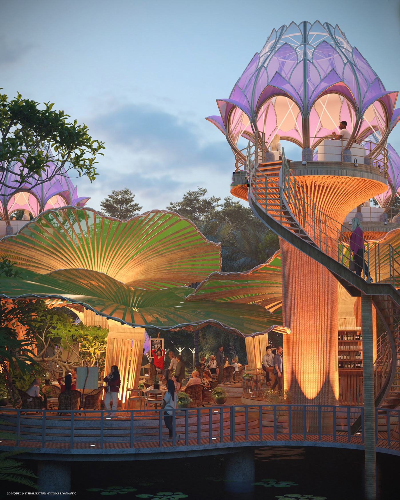 restaurant，bar，Lotus，modern architecture，modularization，