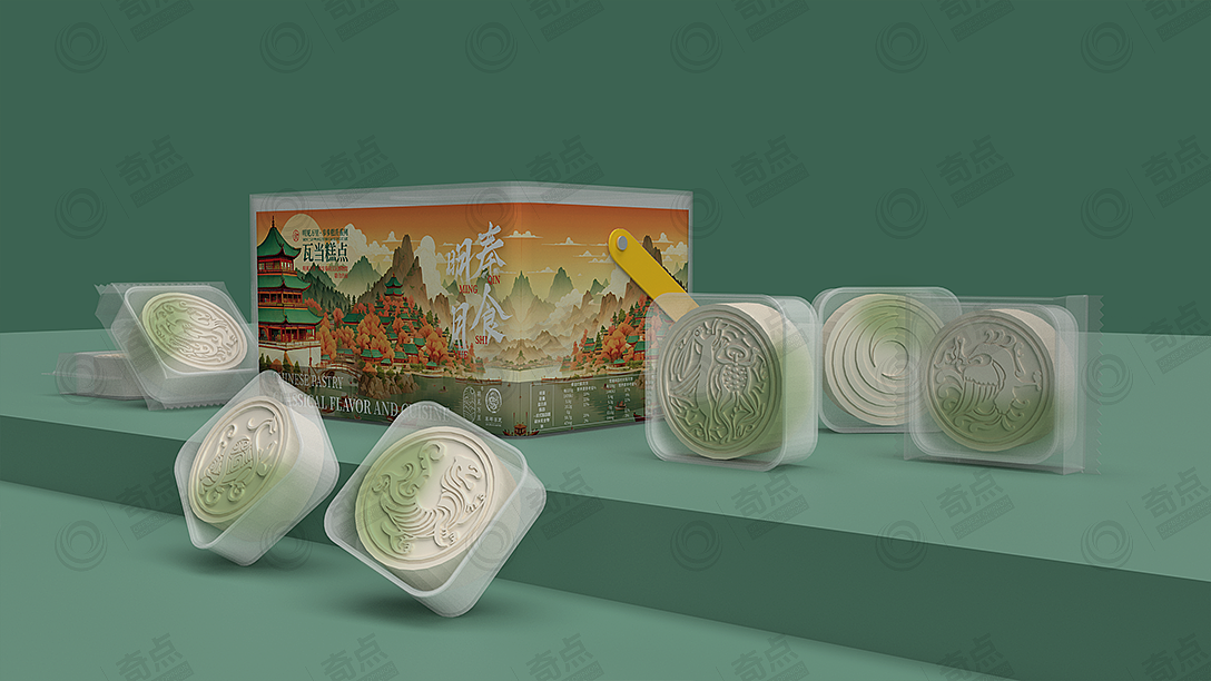 packing design，Guochuang Joint Name，Mid-Autumn Cake，Mid autumn festival gifts，Gift design，