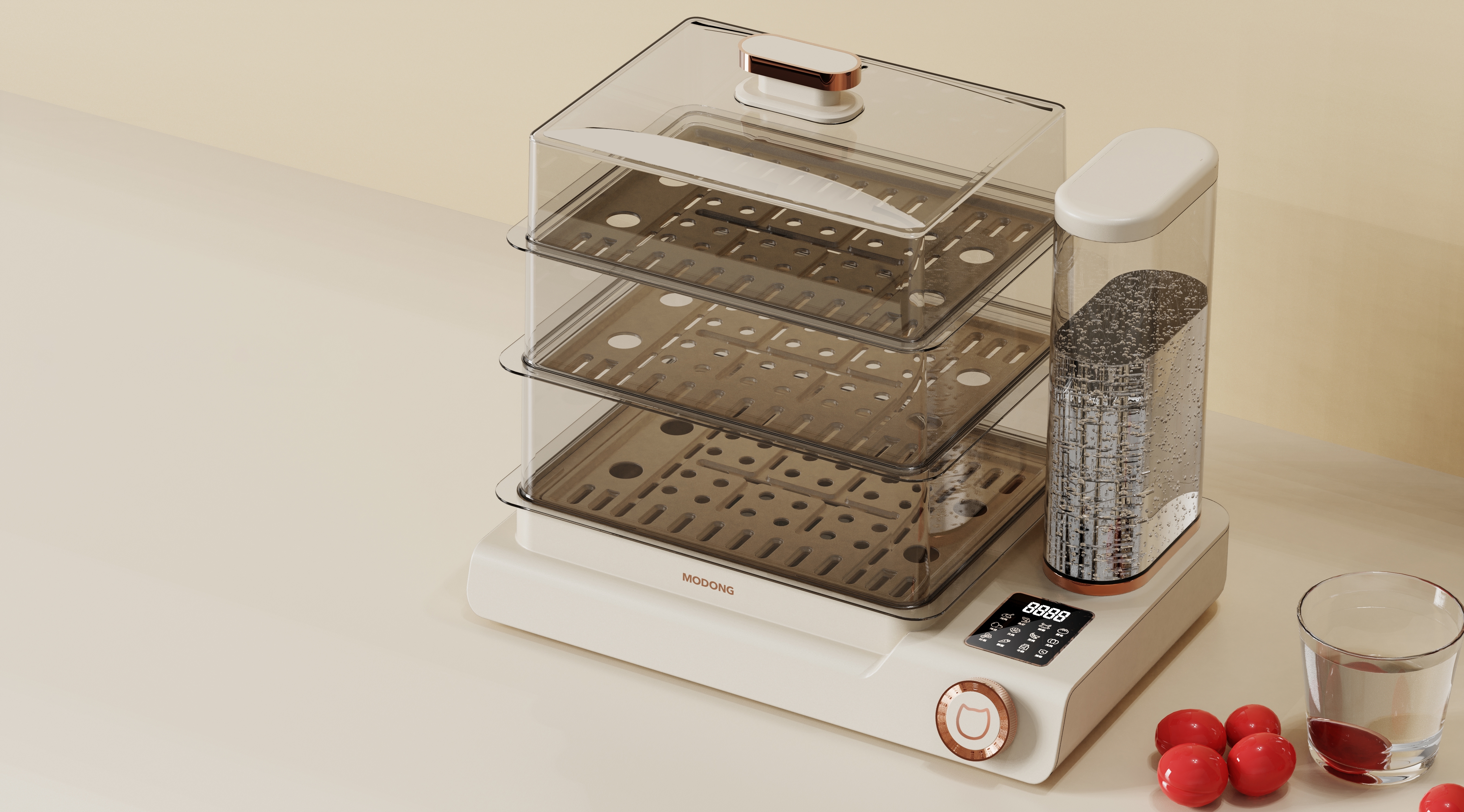 Electric steamer design，Small household appliance design，Electric steamer，Independent water tank electric steamer，Foshan Industrial Design，Home appliance design，