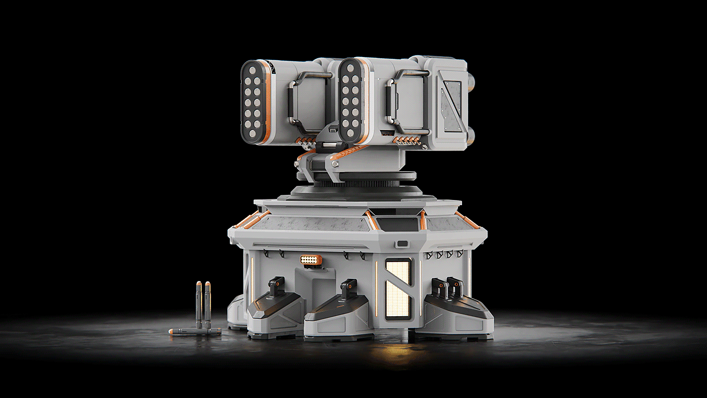 Defense Turret，industrial design，3D modeling，