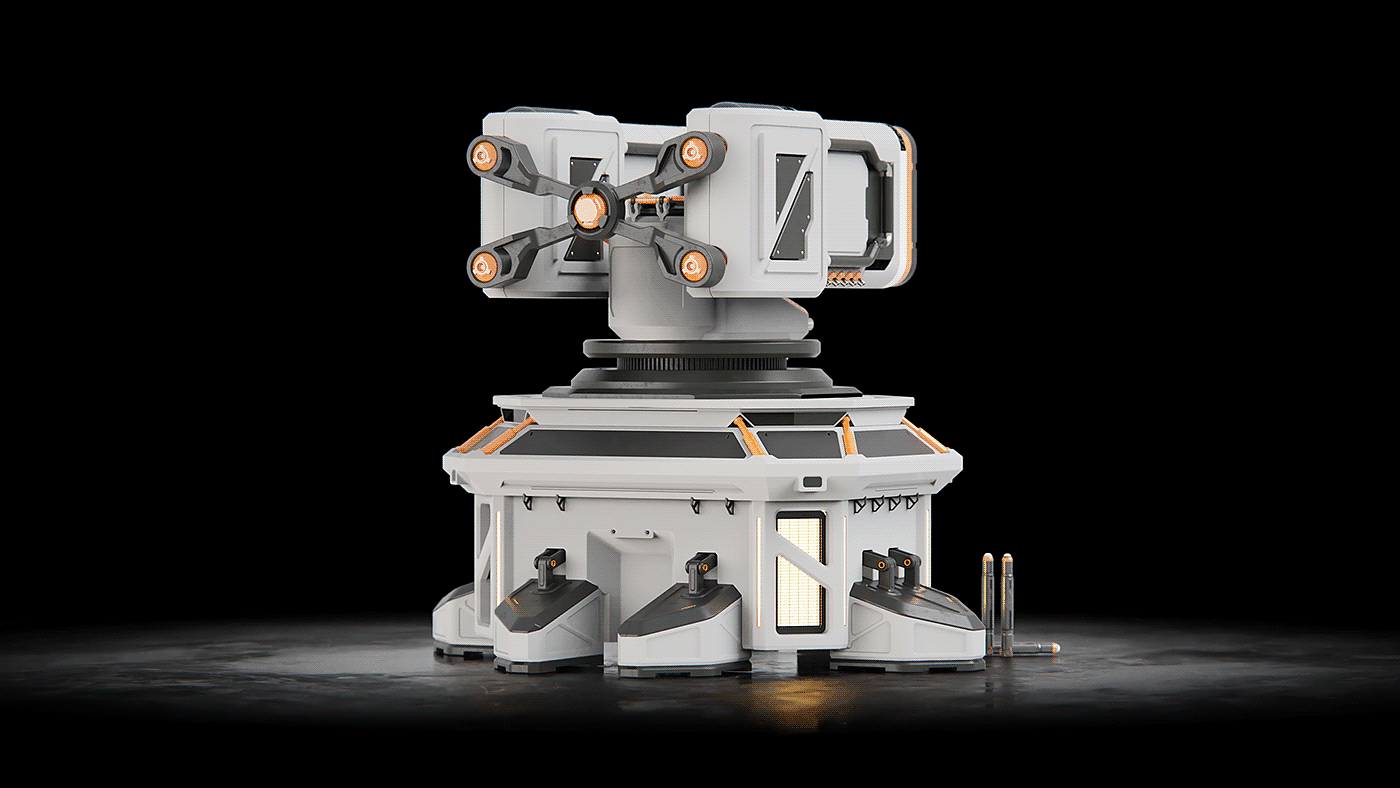 Defense Turret，industrial design，3D modeling，