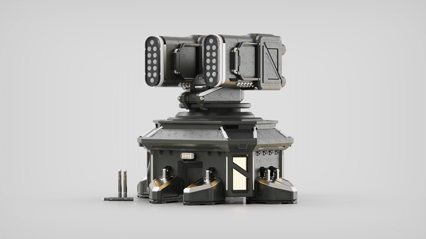Defense Turret，industrial design，3D modeling，