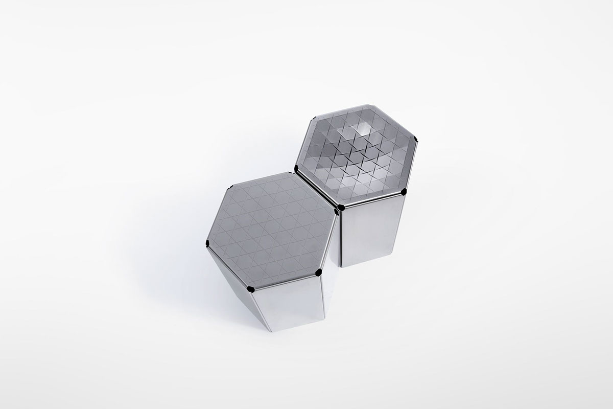 Seat design，Chair design，Create 101，stool，toughness，Metal，Stationery design，clocks and watches，Wall clock，Desktop storage，pen container，Business card holder，lamps and lanterns，a chandelier，Metallic materials，Lamp design，Desk lamp，Hexagonal prism design，Square design，crackle，