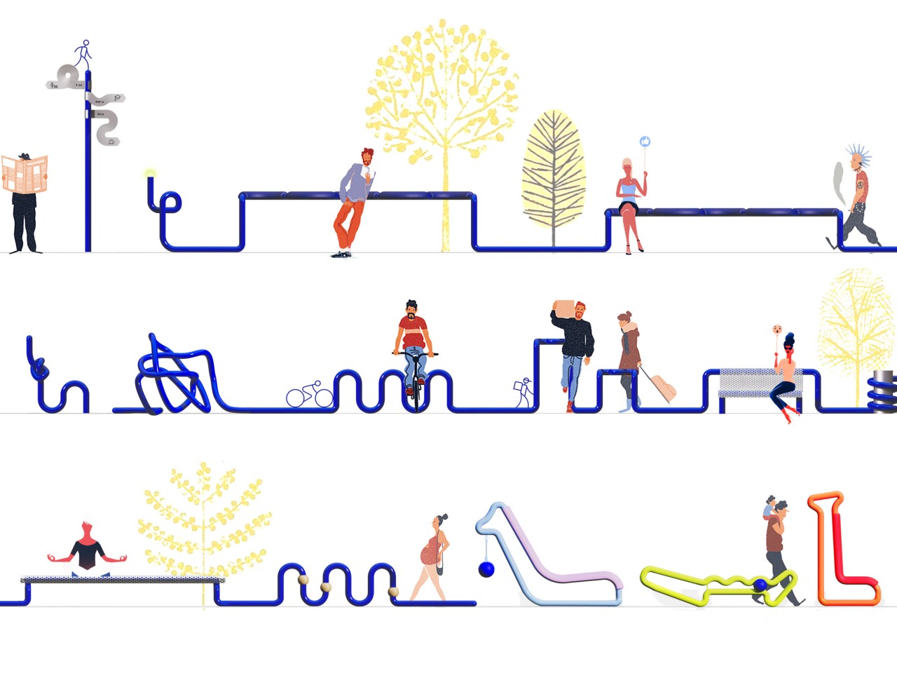 Outdoor furniture，originality，communal facilities，THREADS，