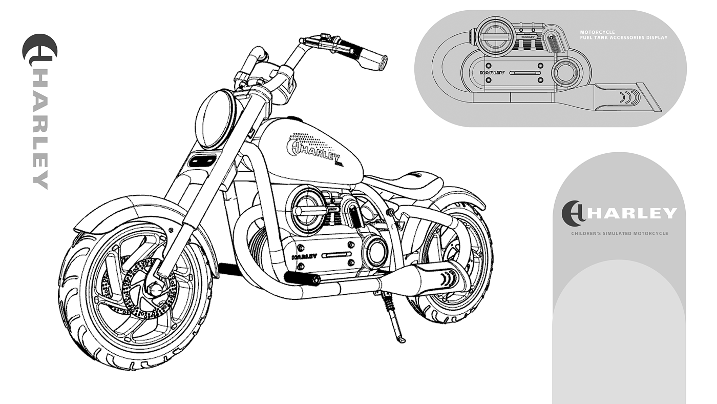 Children's electric Harlem，Stroller design，Creative design，Appearance design，Structural design，industrial design，Excellent Case，Original works，