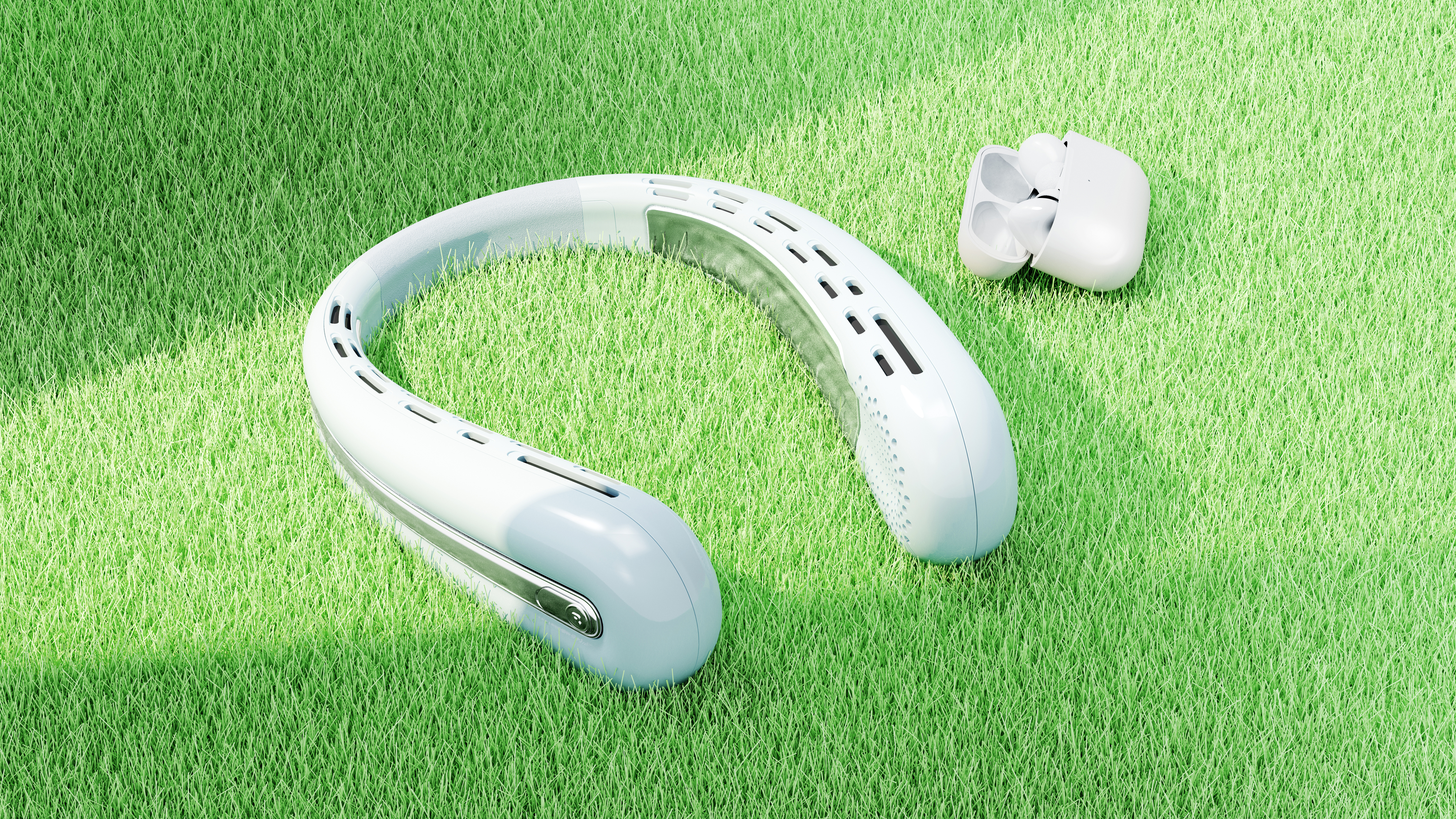 Consumer electronics design, appearance design, hanging neck fan design，