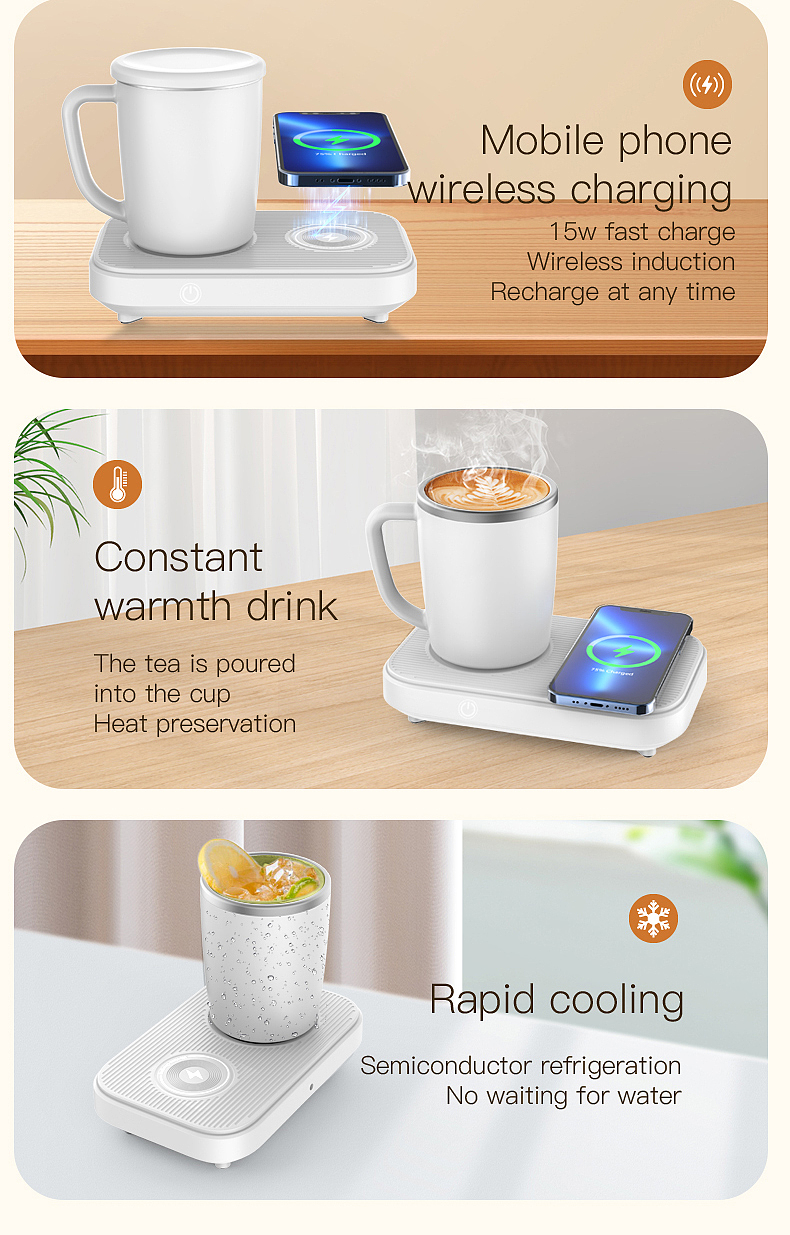 Refrigerating cup heating cup with wireless charging，