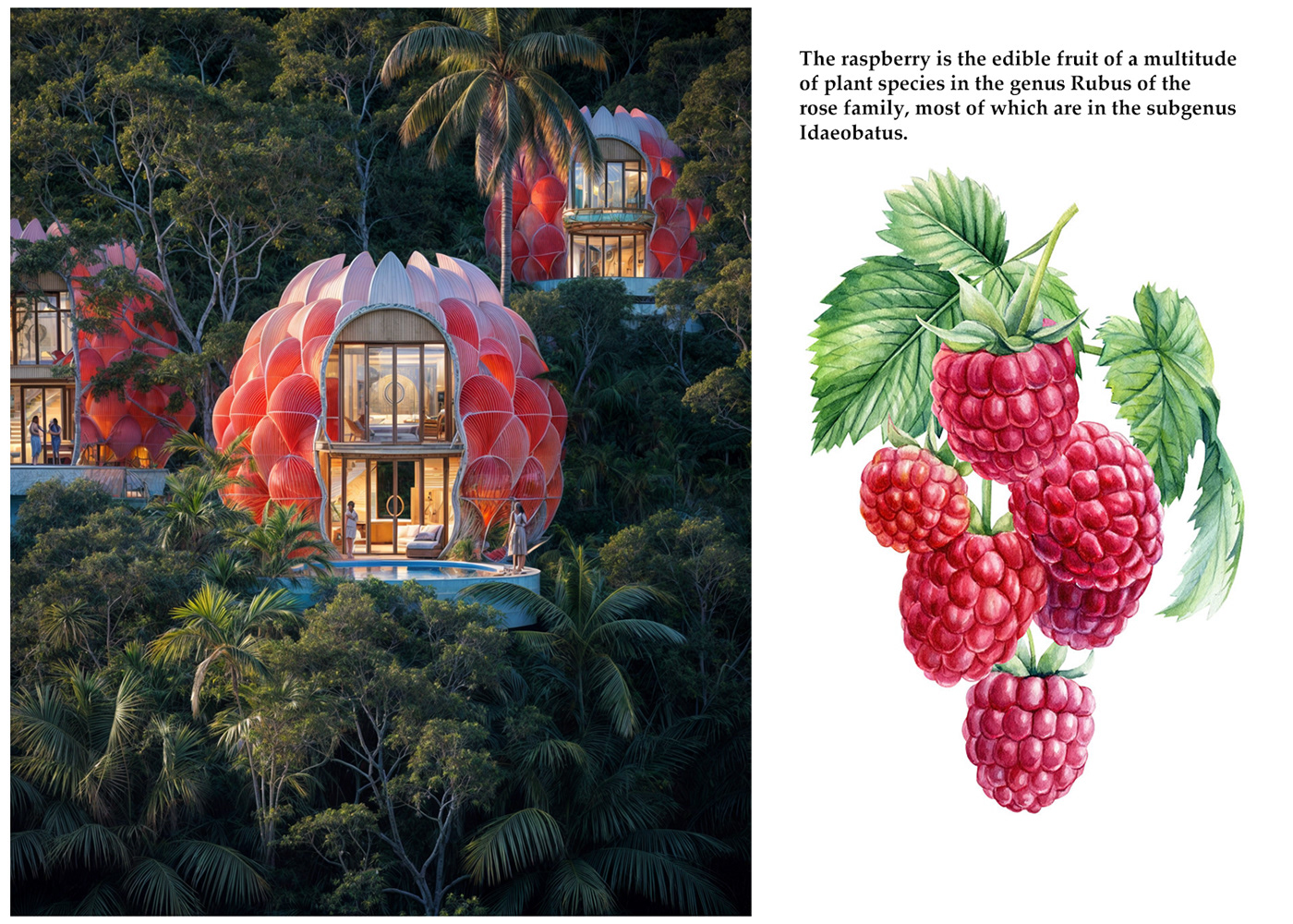 Raspberry，villa，red，unique，