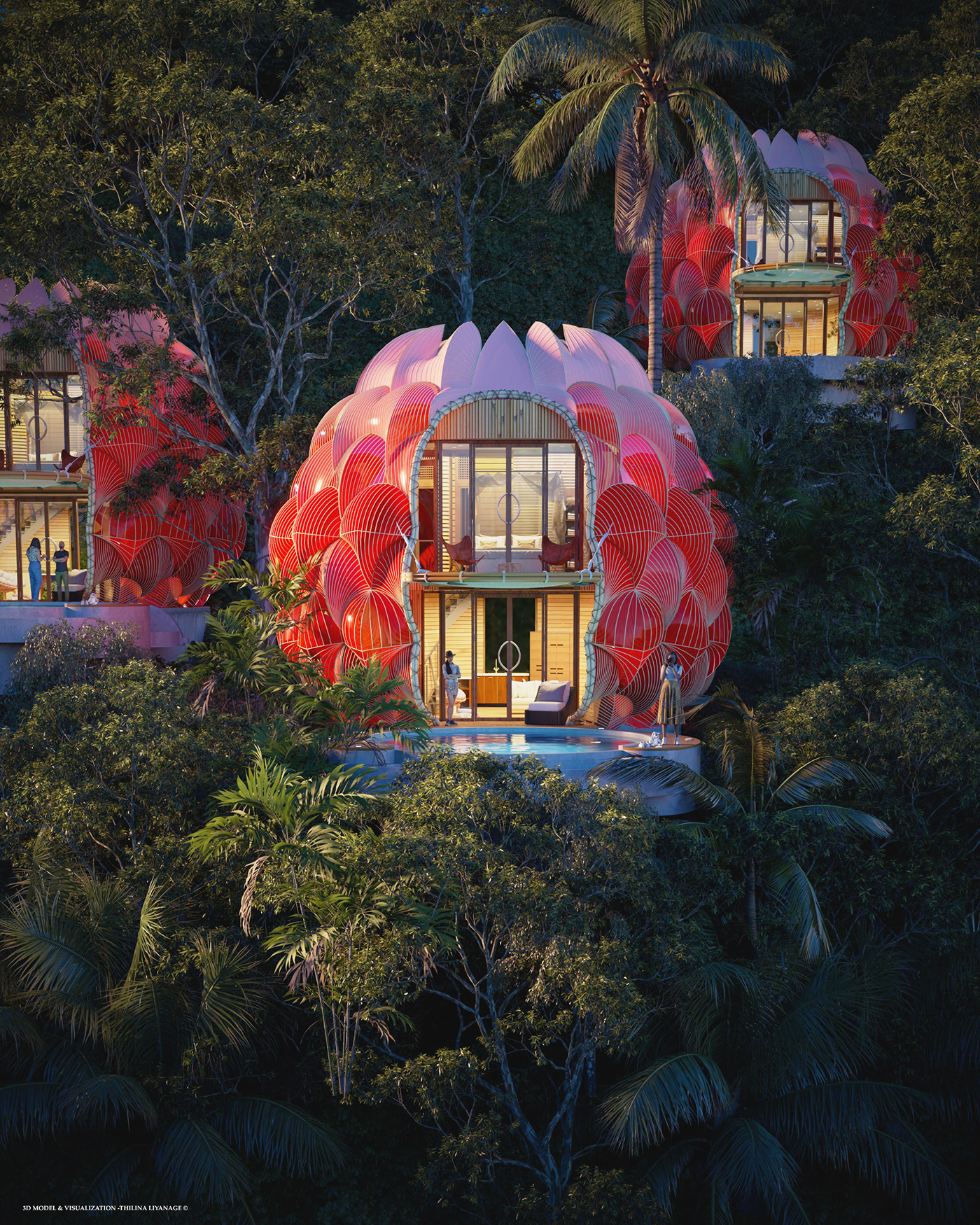 Raspberry，villa，red，unique，