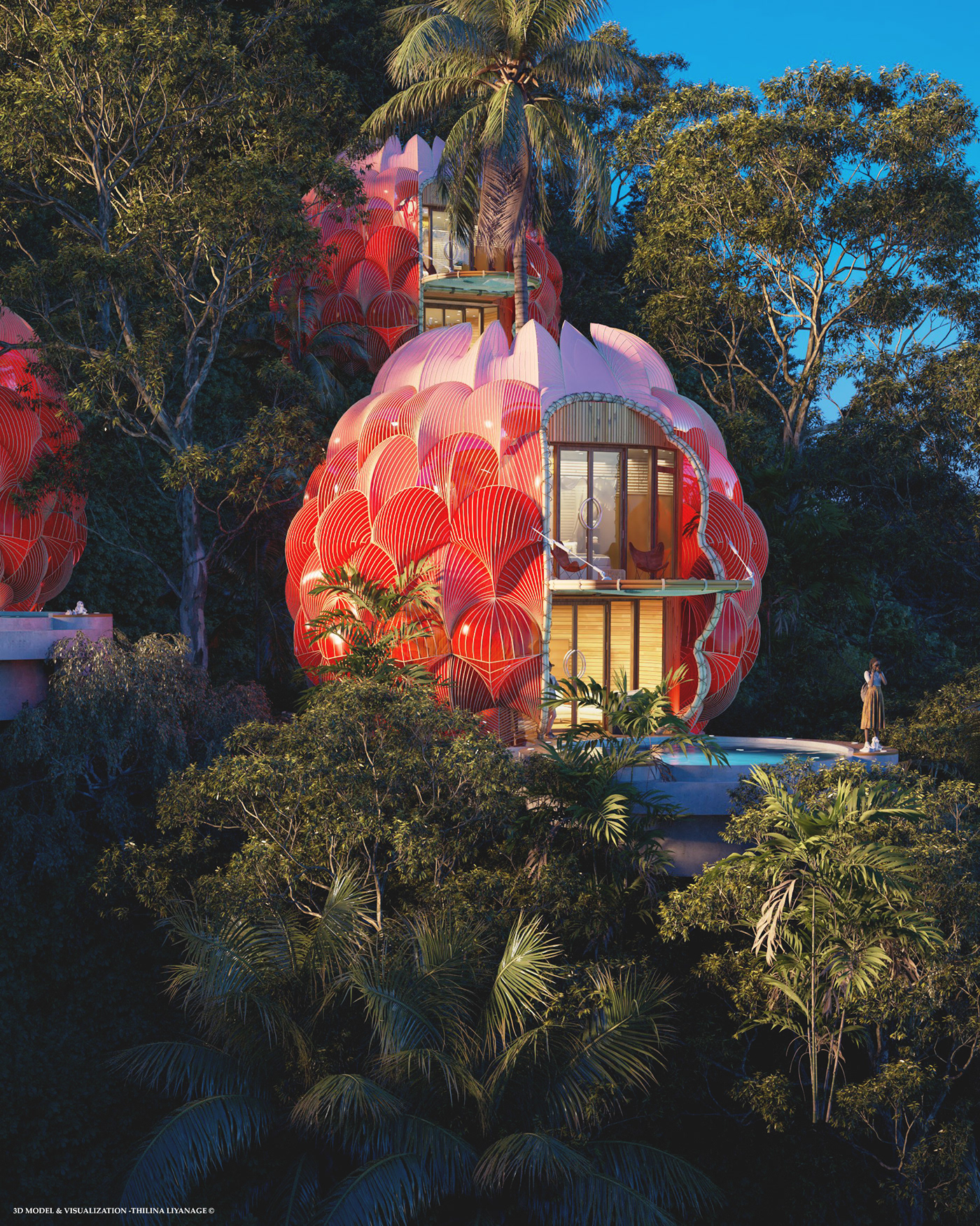 Raspberry，villa，red，unique，