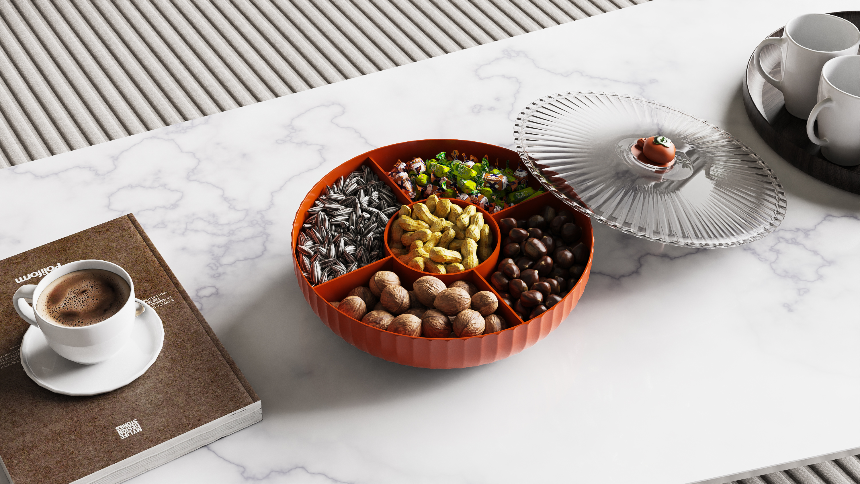 Fruit tray，Candy tray，Dried fruit box，National tide，persimmon，Wishful thinking，