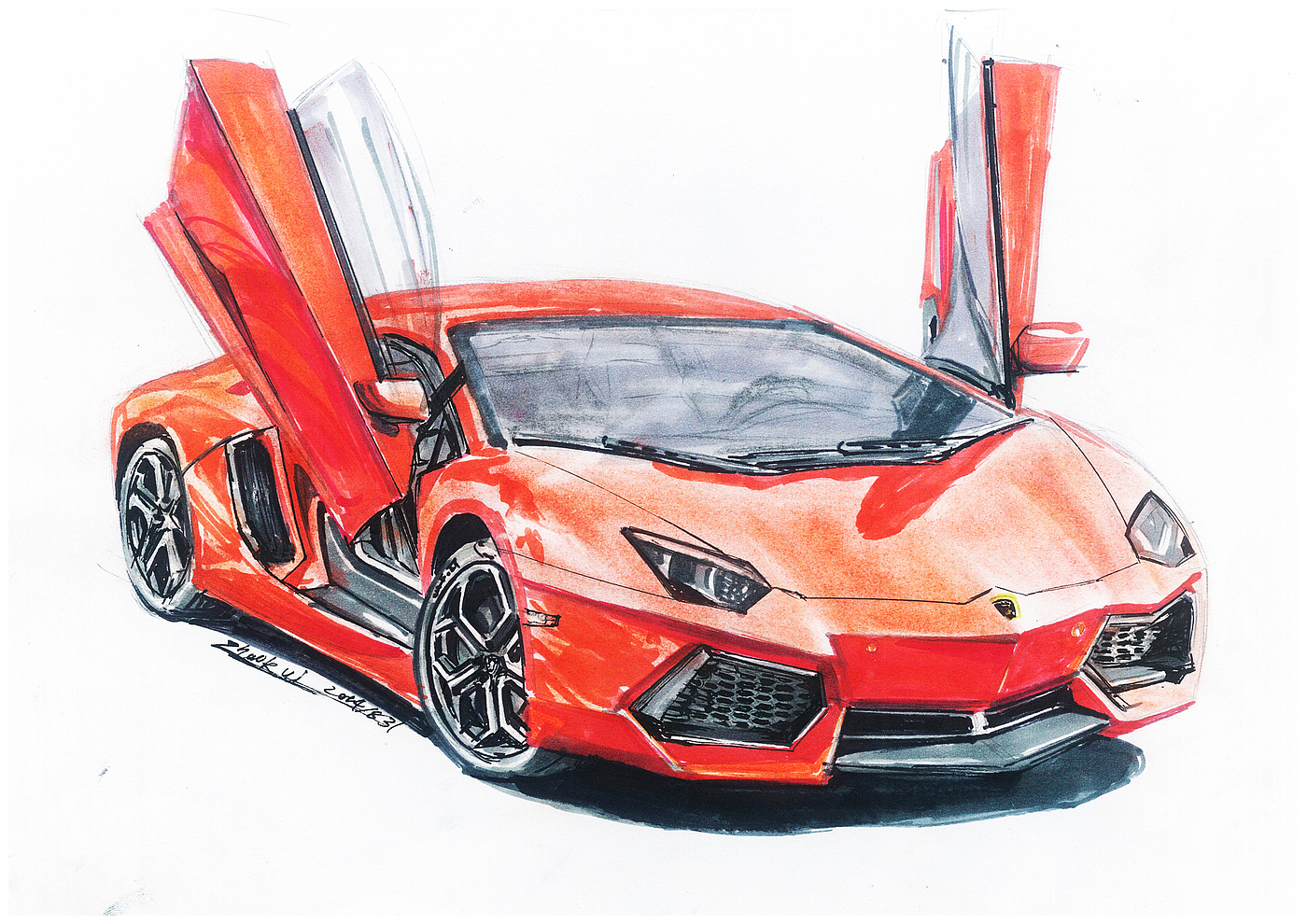 hand-painted, sports car, ferrari, lamborghini，