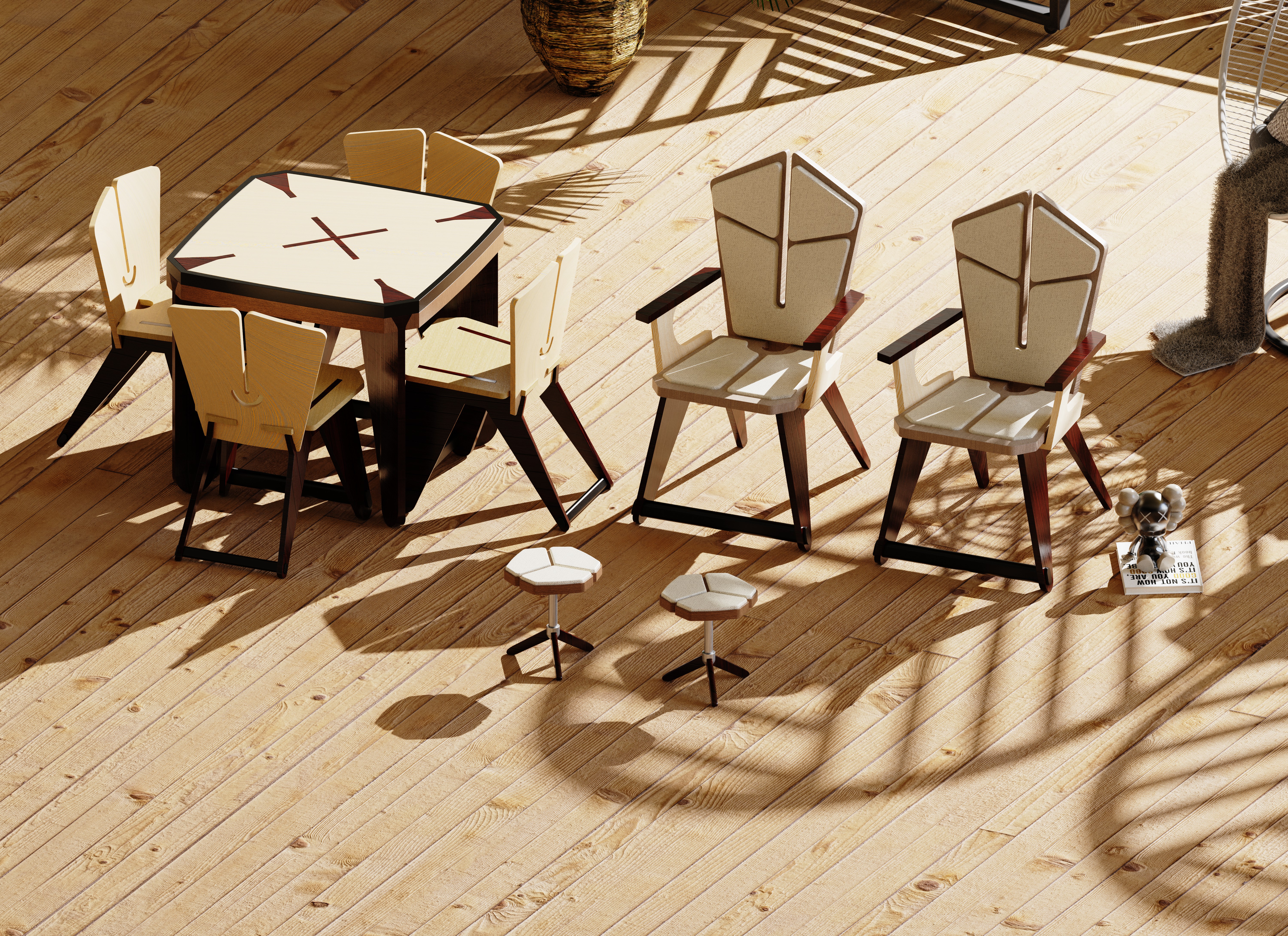 Tables and chairs，Wooden furniture，Wooden structure，