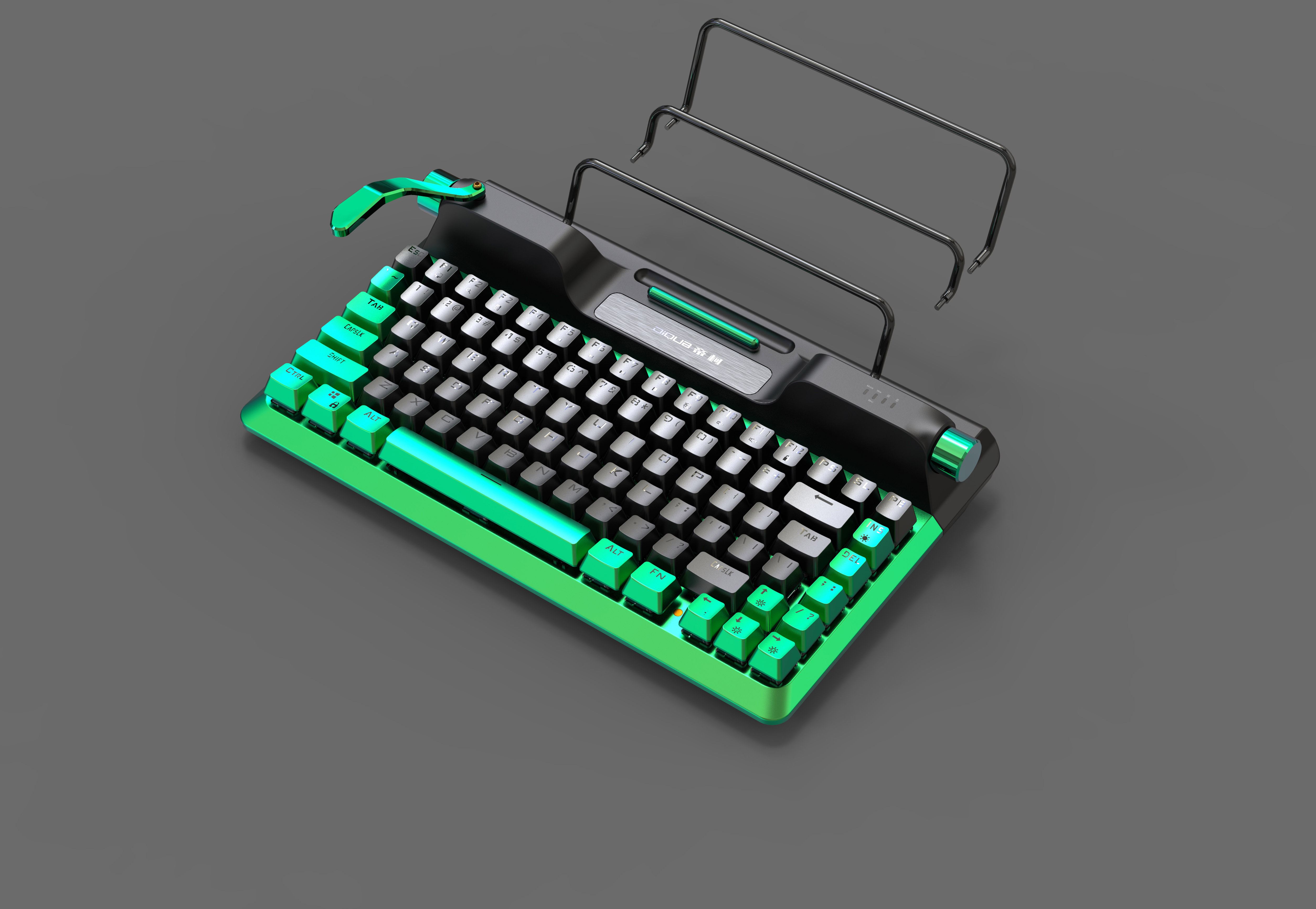 Typewriter keyboard with stand re-upgrade，High Low Key，Three-mode mobile equipment，