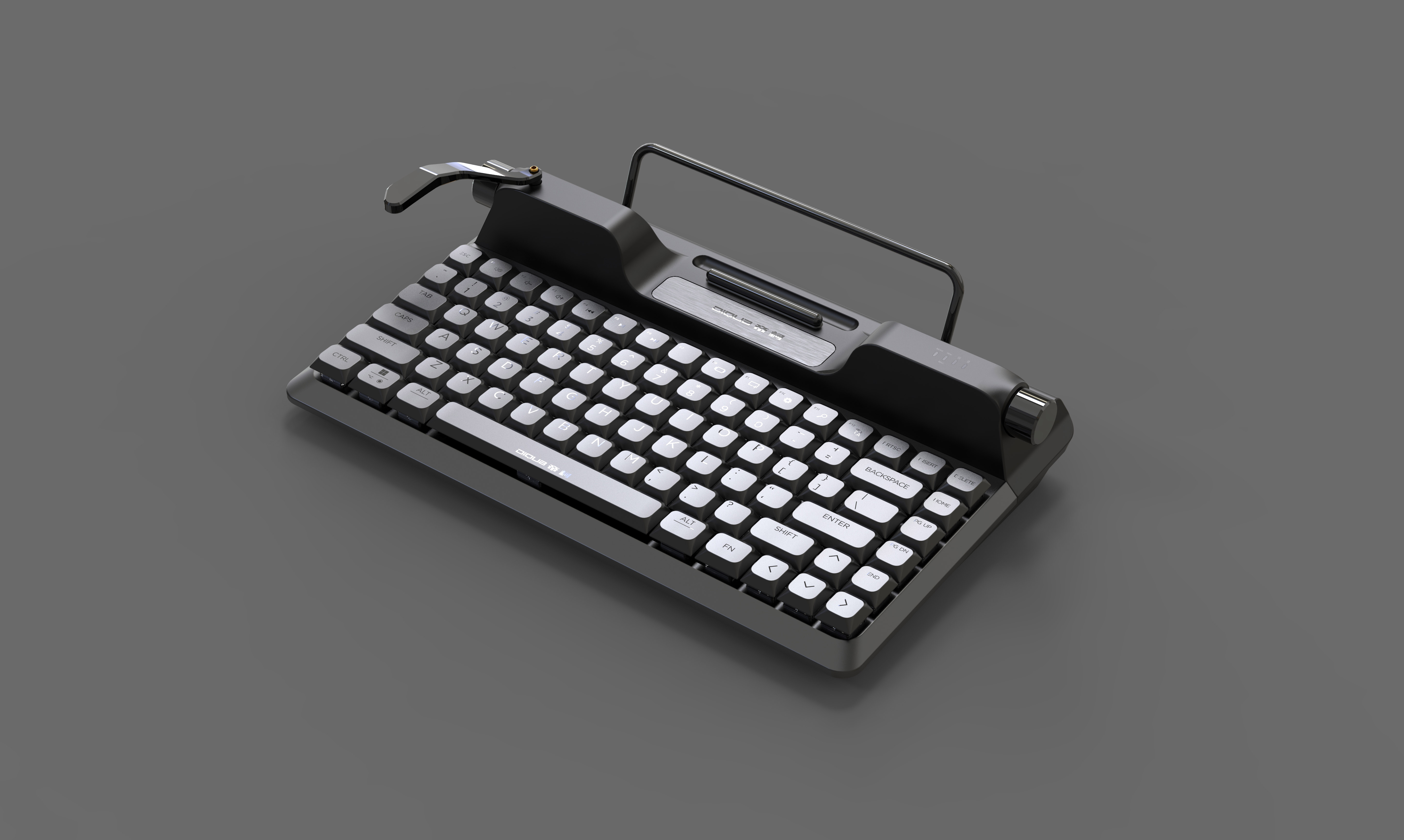 Typewriter keyboard with stand re-upgrade，High Low Key，Three-mode mobile equipment，