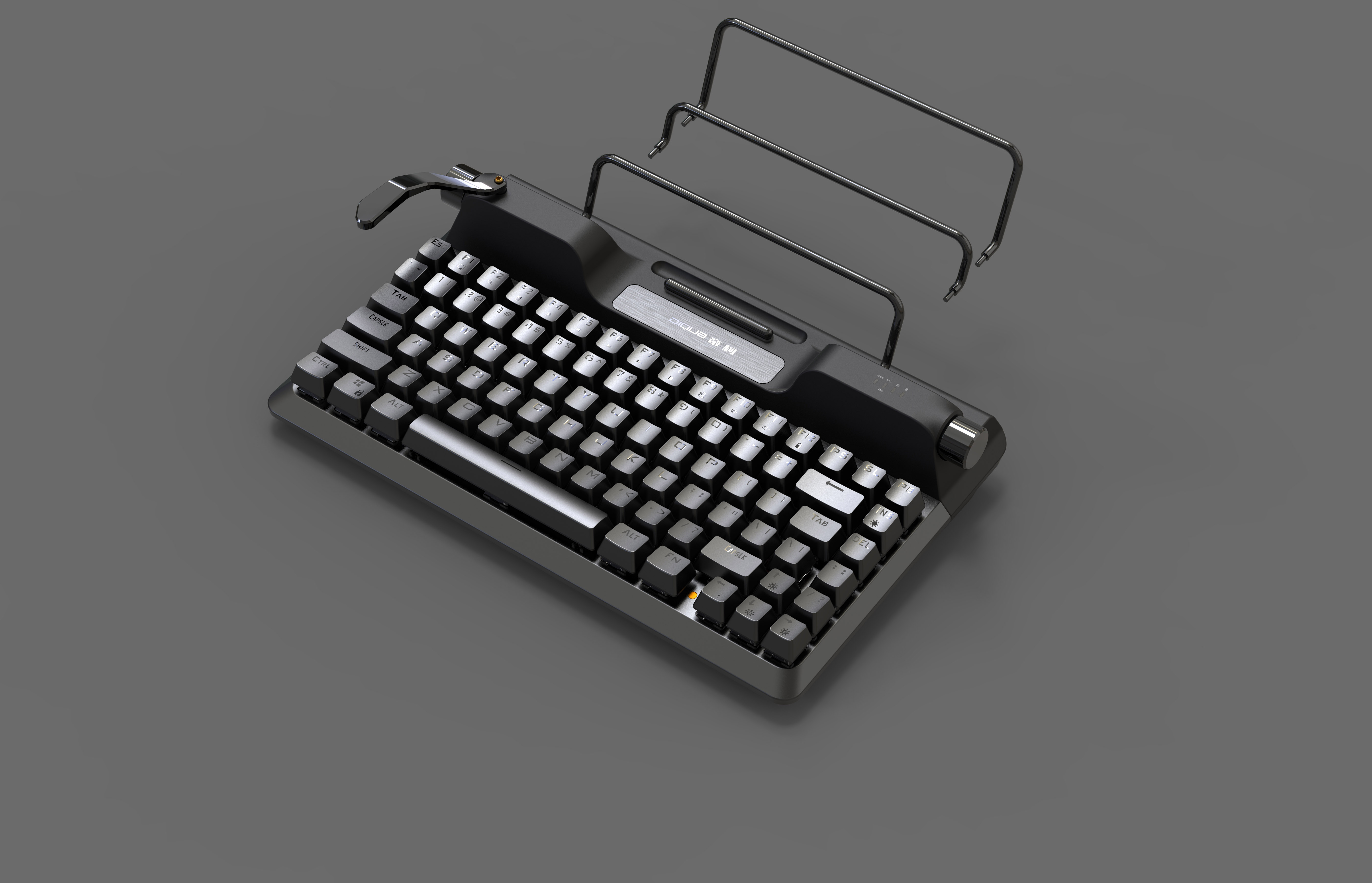 Typewriter keyboard with stand re-upgrade，High Low Key，Three-mode mobile equipment，