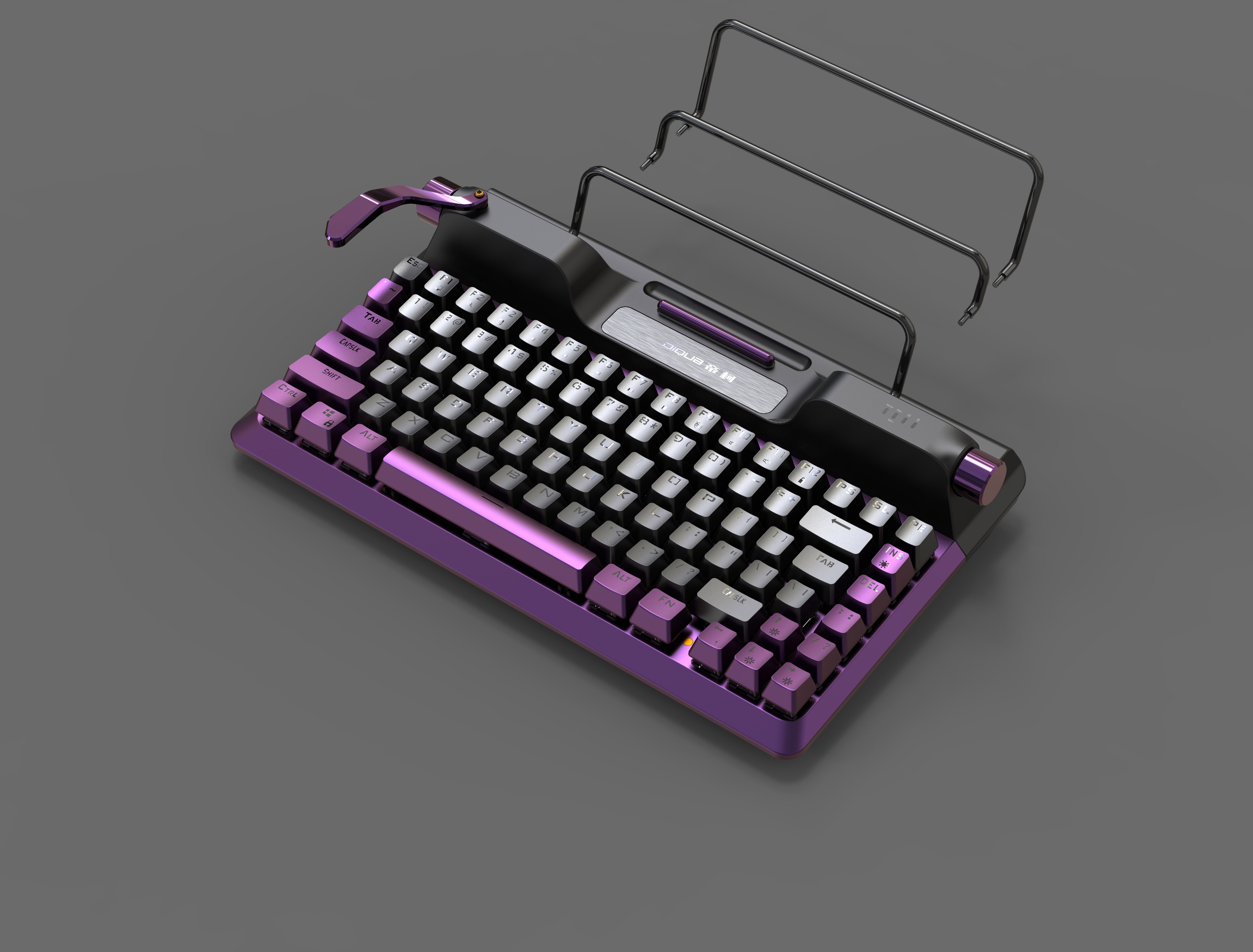 Typewriter keyboard with stand re-upgrade，High Low Key，Three-mode mobile equipment，