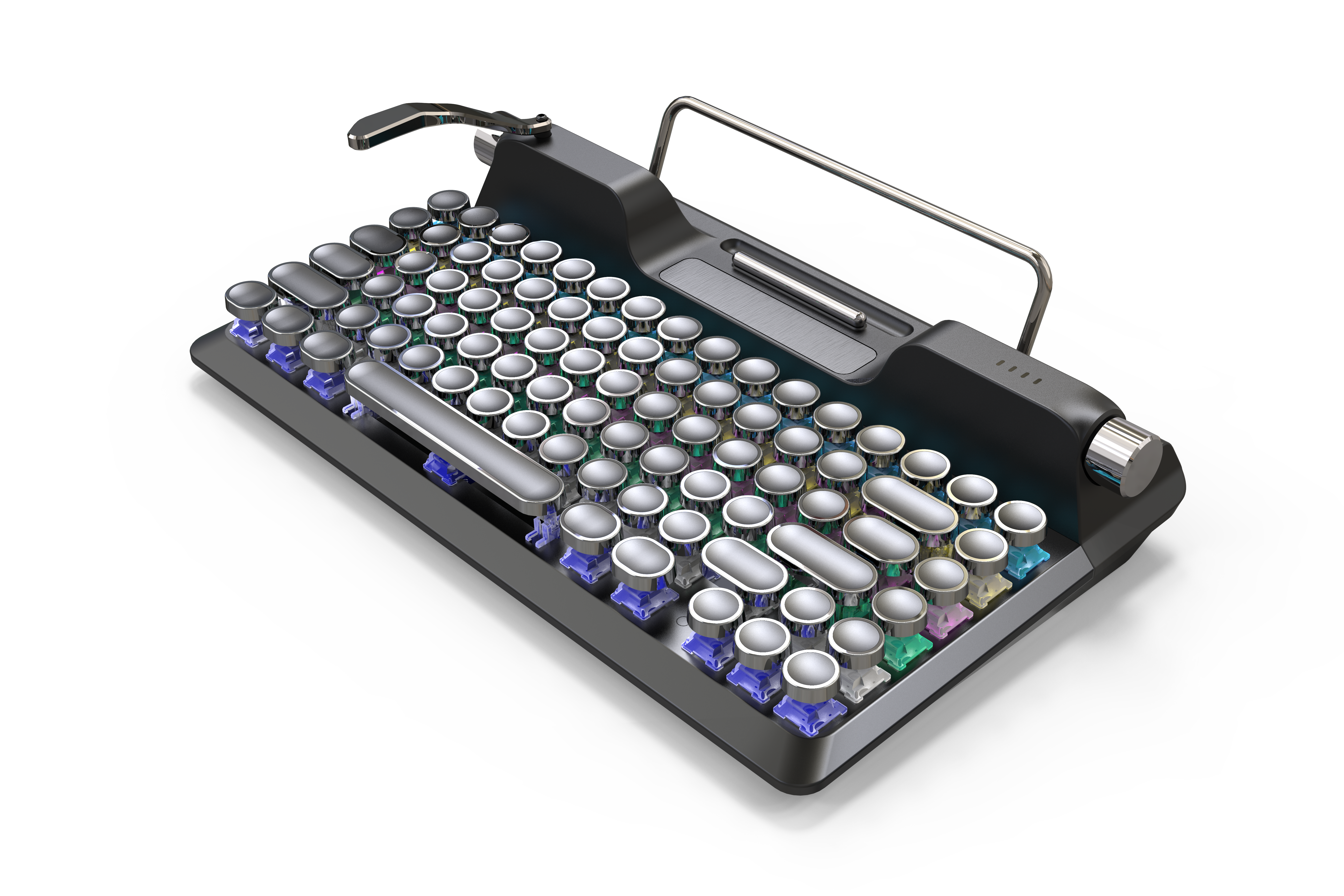 Typewriter keyboard with stand re-upgrade，High Low Key，Three-mode mobile equipment，
