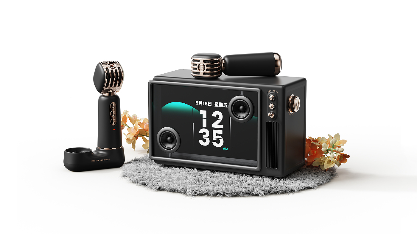 product design，industrial design，loudspeaker box，Lyrics sound，Microphone，Elvis stereo，
