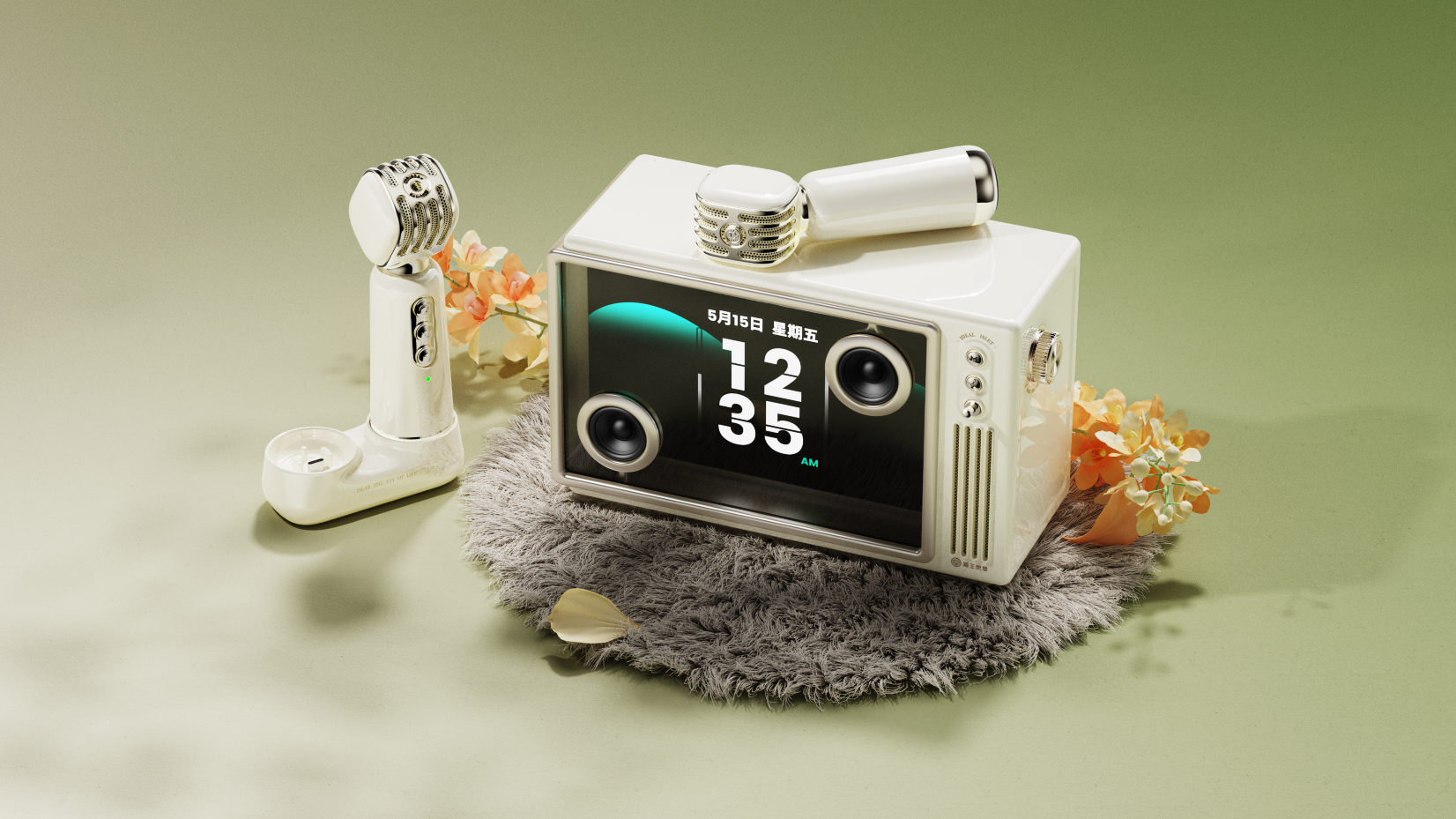 product design，industrial design，loudspeaker box，Lyrics sound，Microphone，Elvis stereo，