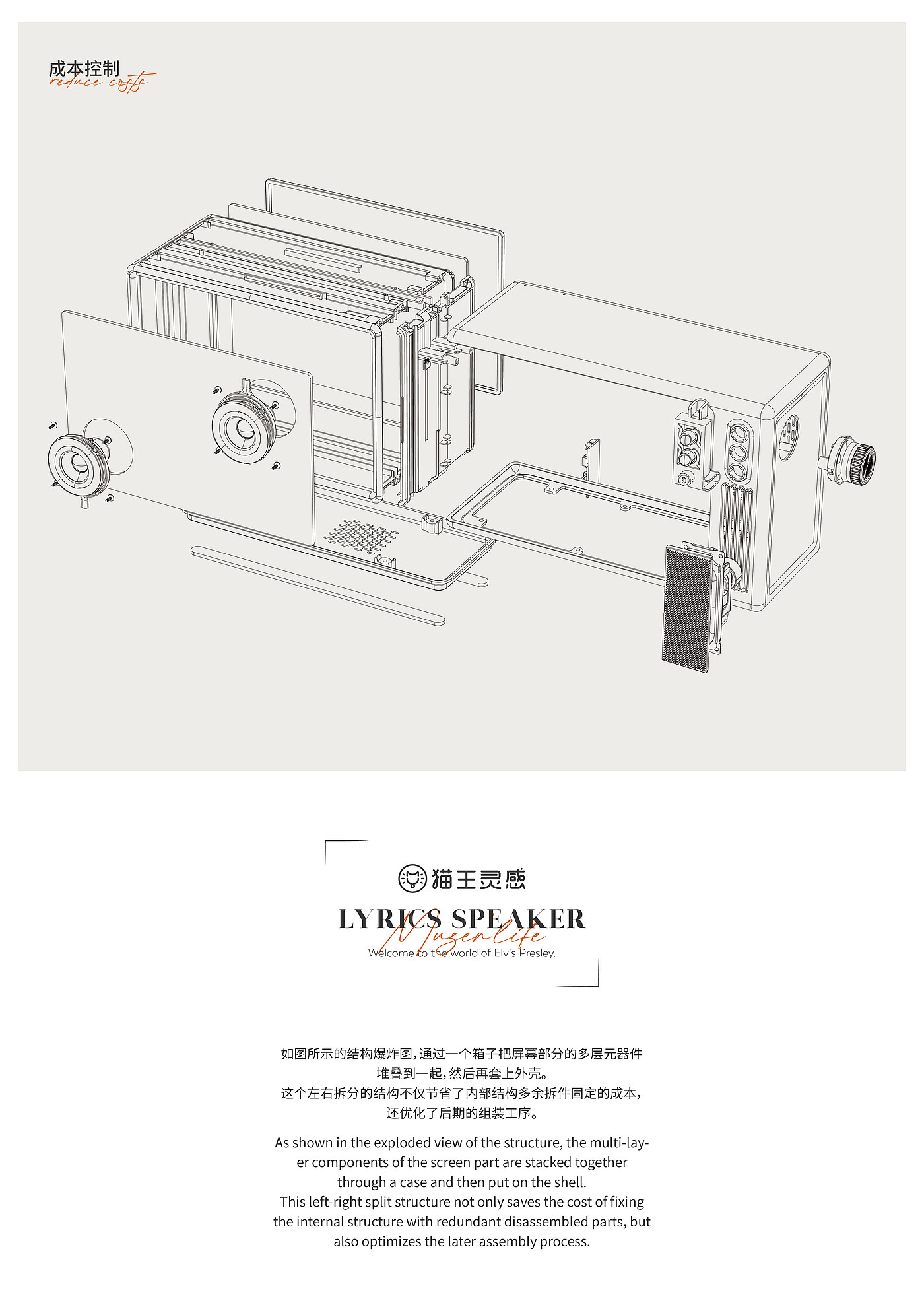 product design，industrial design，loudspeaker box，Lyrics sound，Microphone，Elvis stereo，