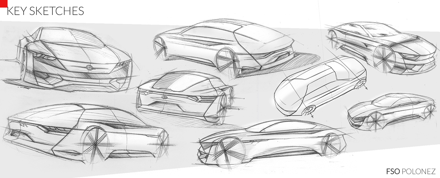 车,汽车,概念,手绘,草图