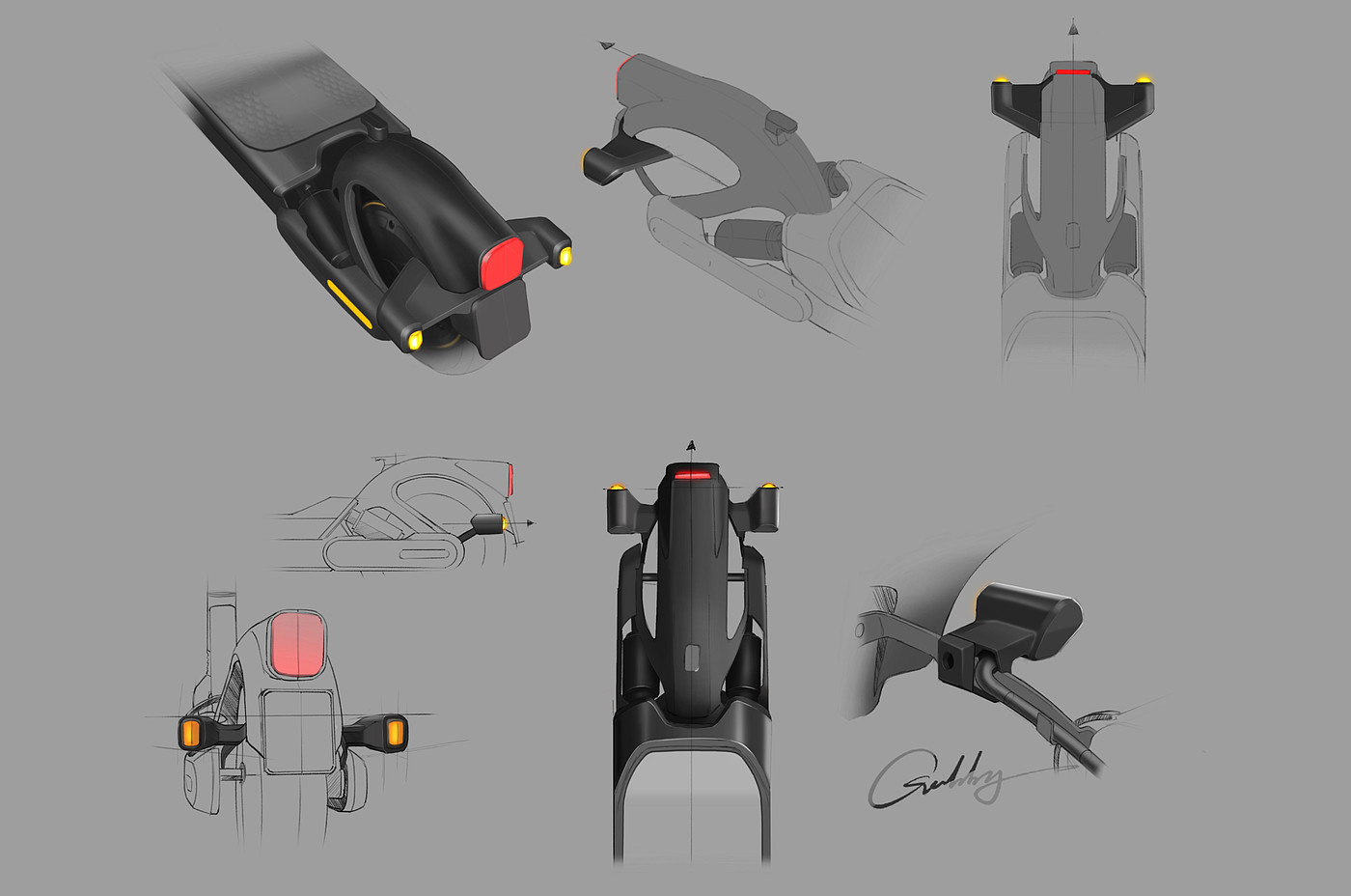 Scooter，Hand drawn，sketch，a design chart，Scooter Number Nine，sketch，ipad，procreater，