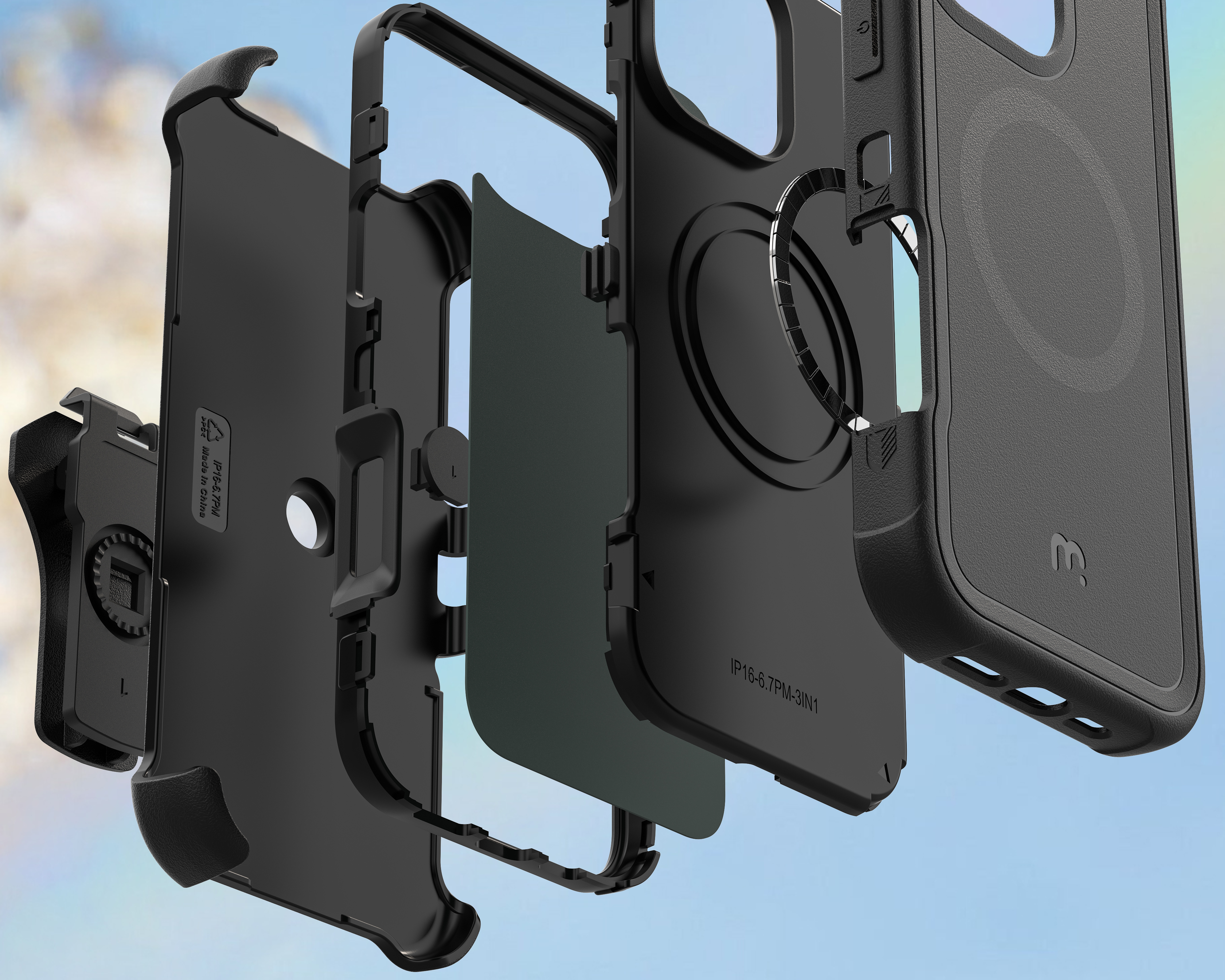 IP16 phone case，IP16 protective sleeve，Fall proof mobile phone case，Wireless magnetic suction phone case，