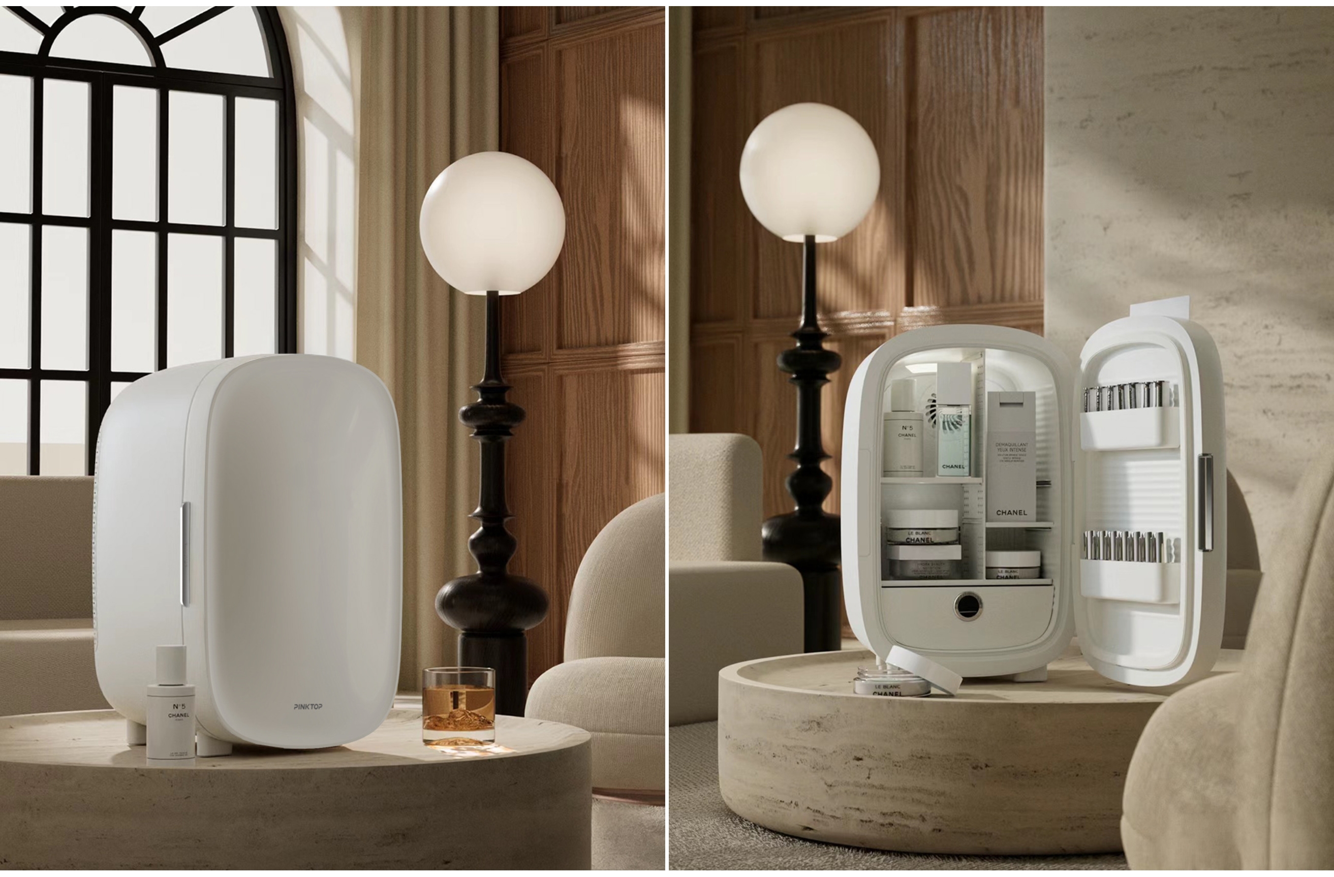 Refrigerator，Cosmetics，Beauty makeup，product design，industrial design，summer，Bubble，curved surface，