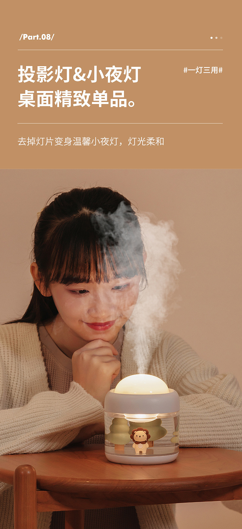Explosions; Humidifier; Star projection lamp; Cartoon cute，Little Lion Series，